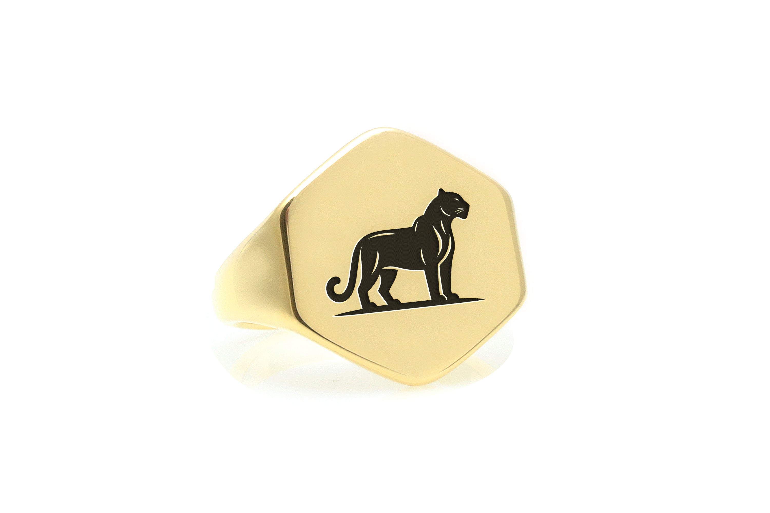 Engraved Cougar Signet Ring