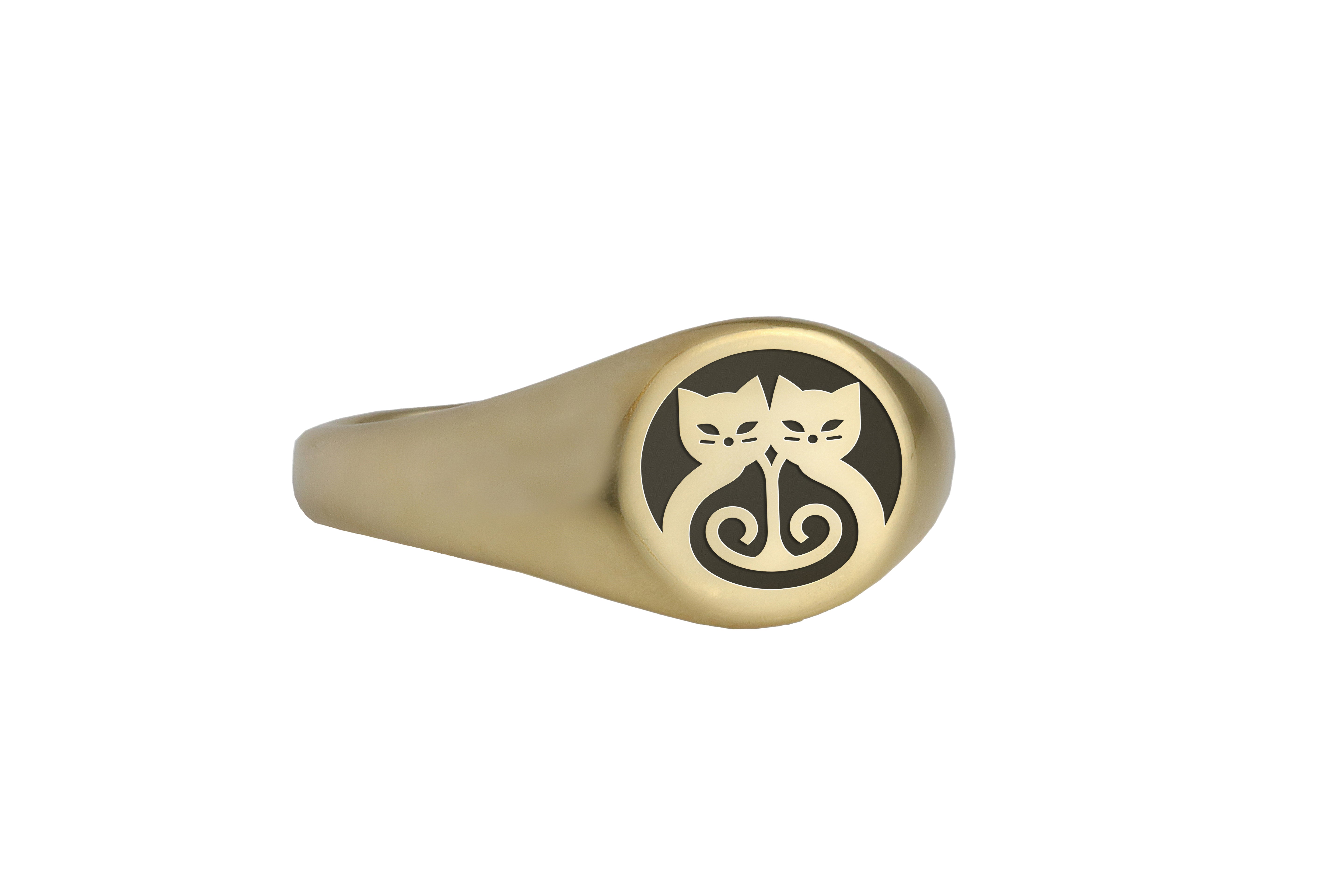 14k Gold Cats Signet Ring
