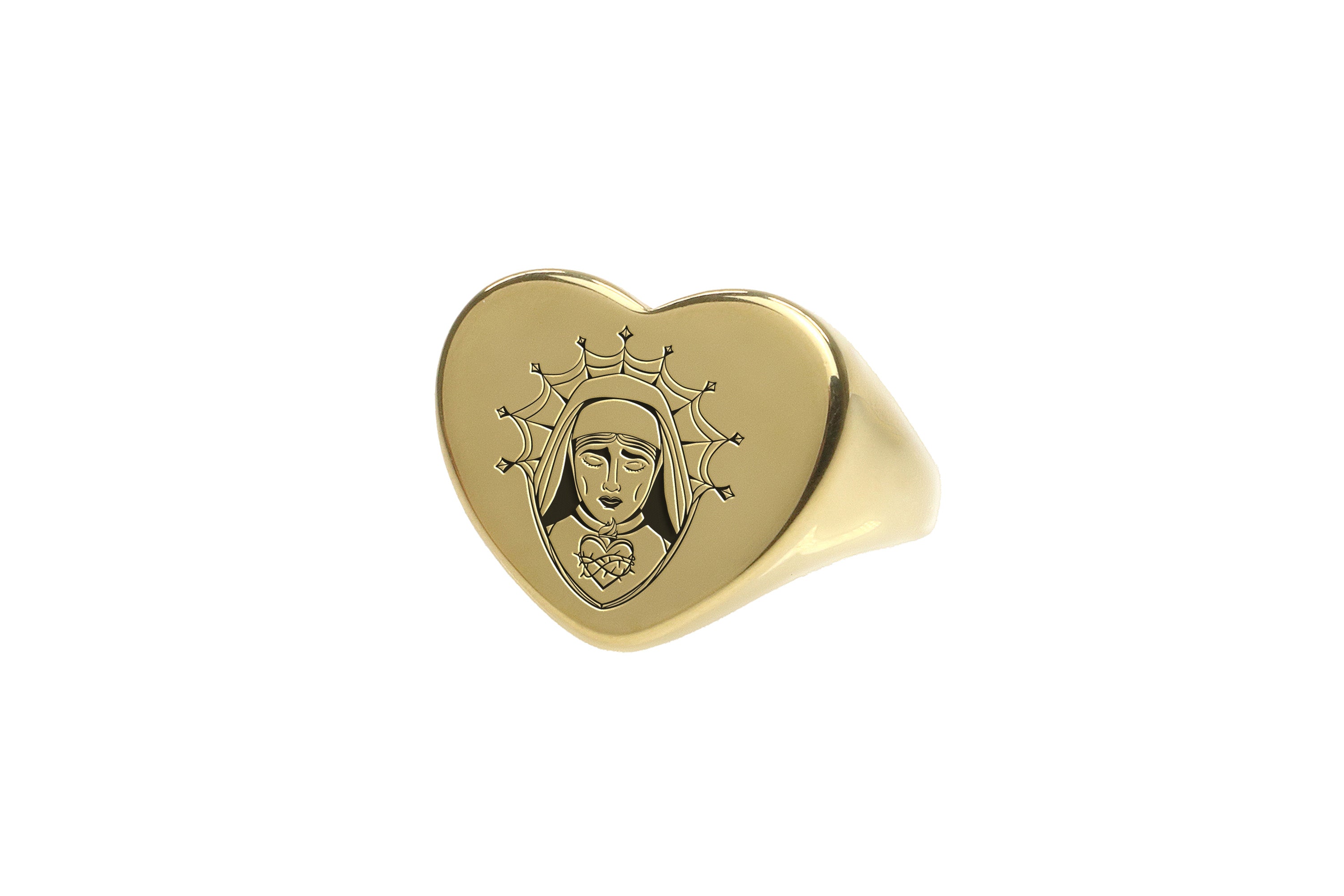 14k Gold Chicano Nun Signet Ring