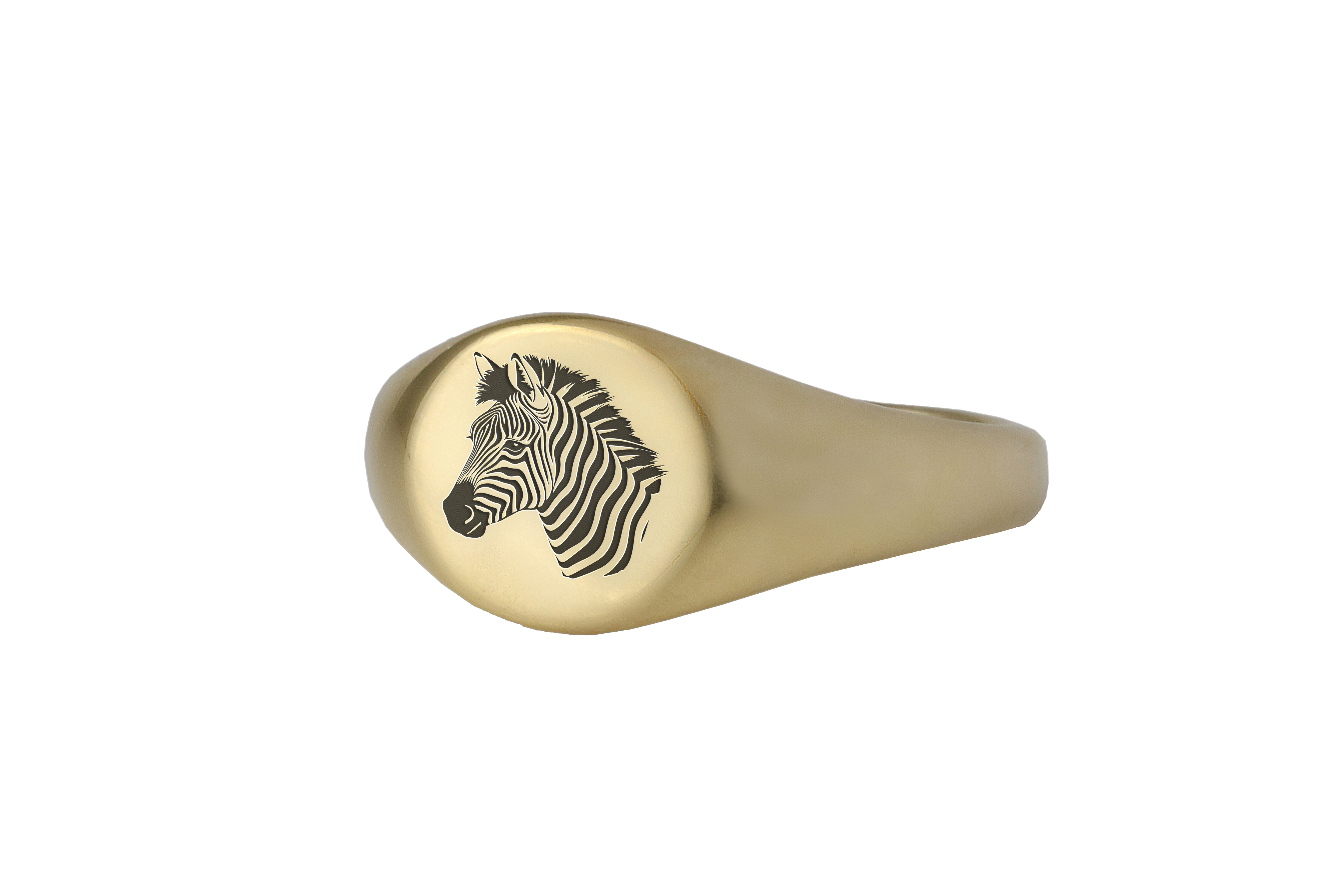14k Gold Zebra Signet Ring
