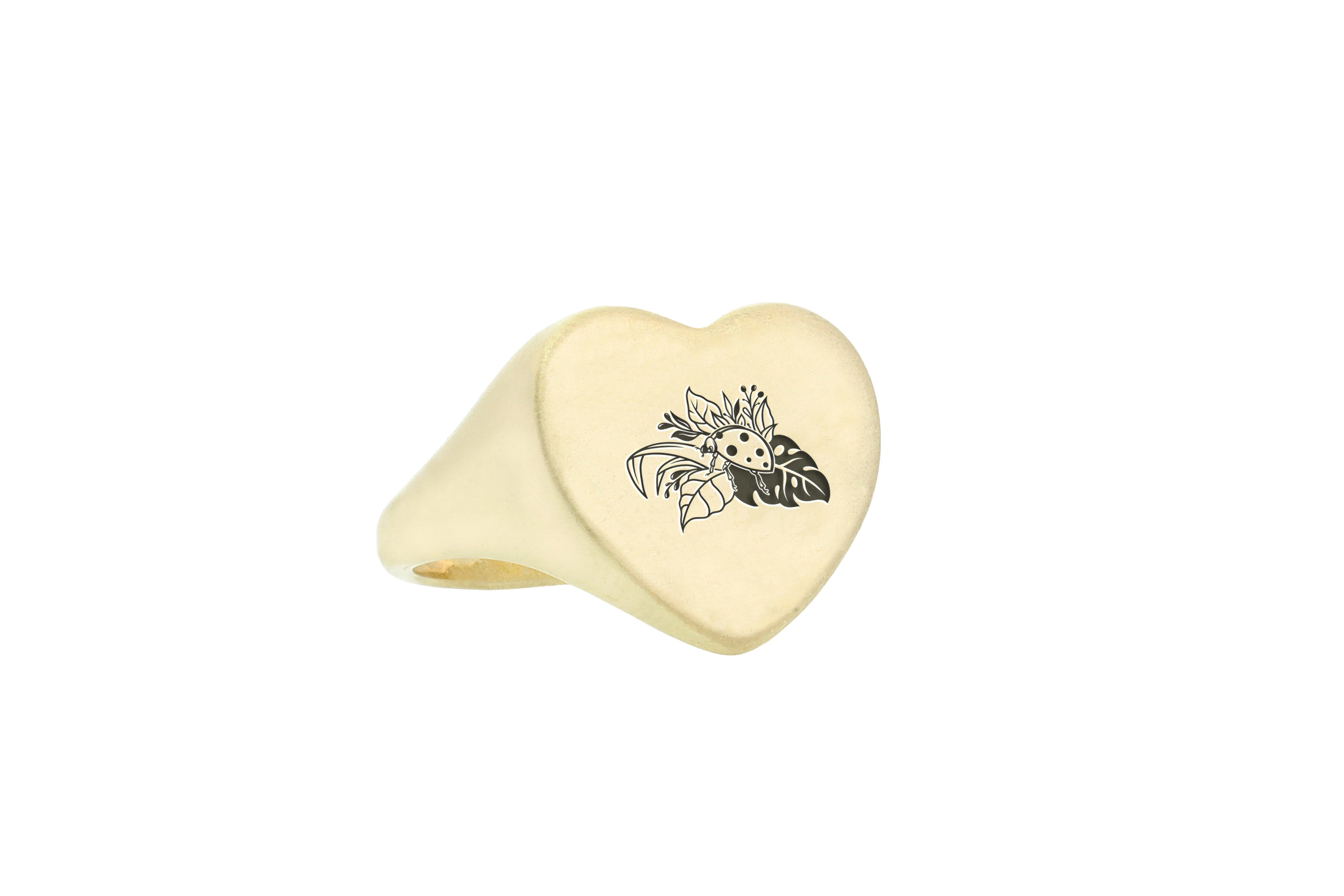 Gold Ladybug Engraved Signet Ring