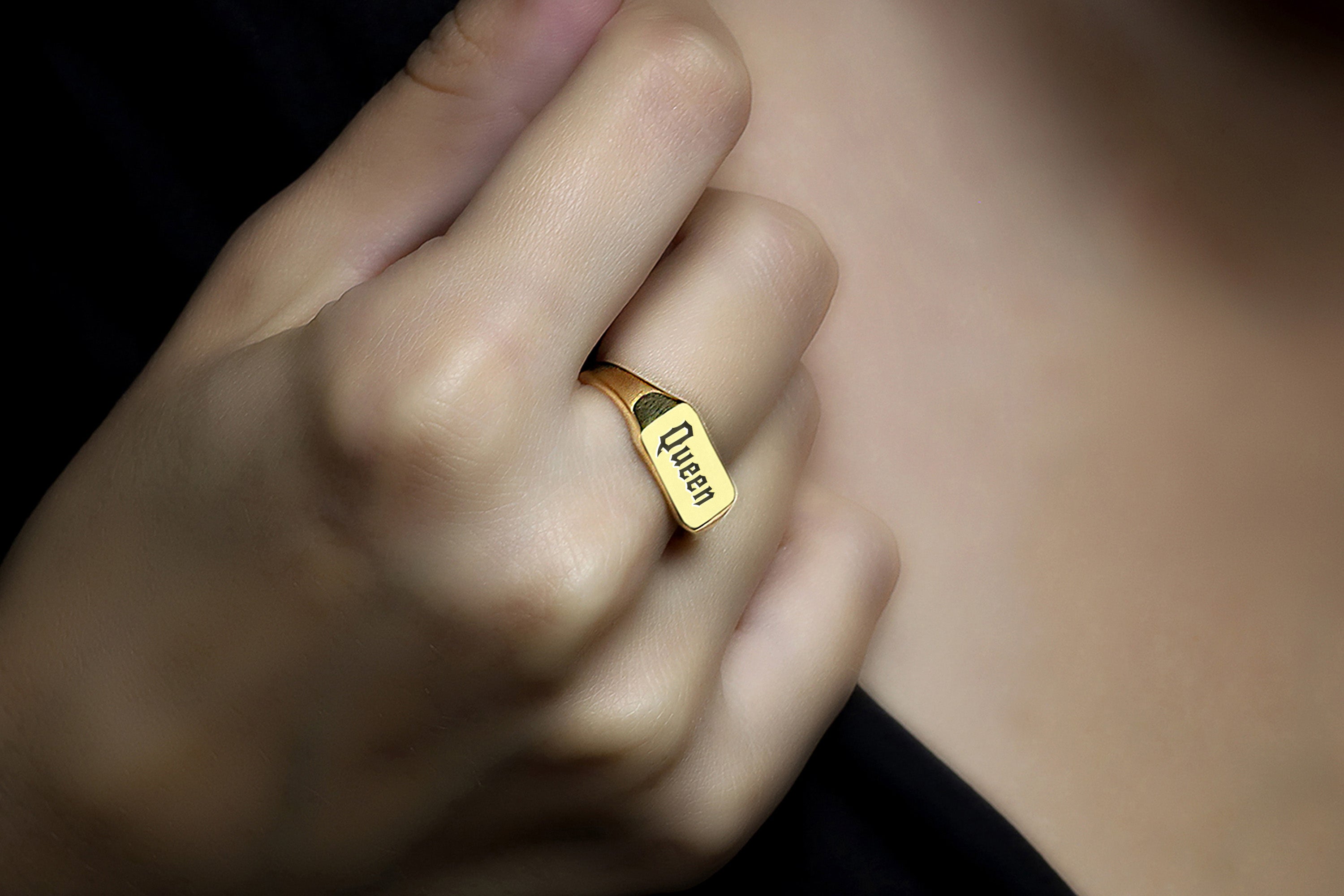 Rock Font Engraved Ring