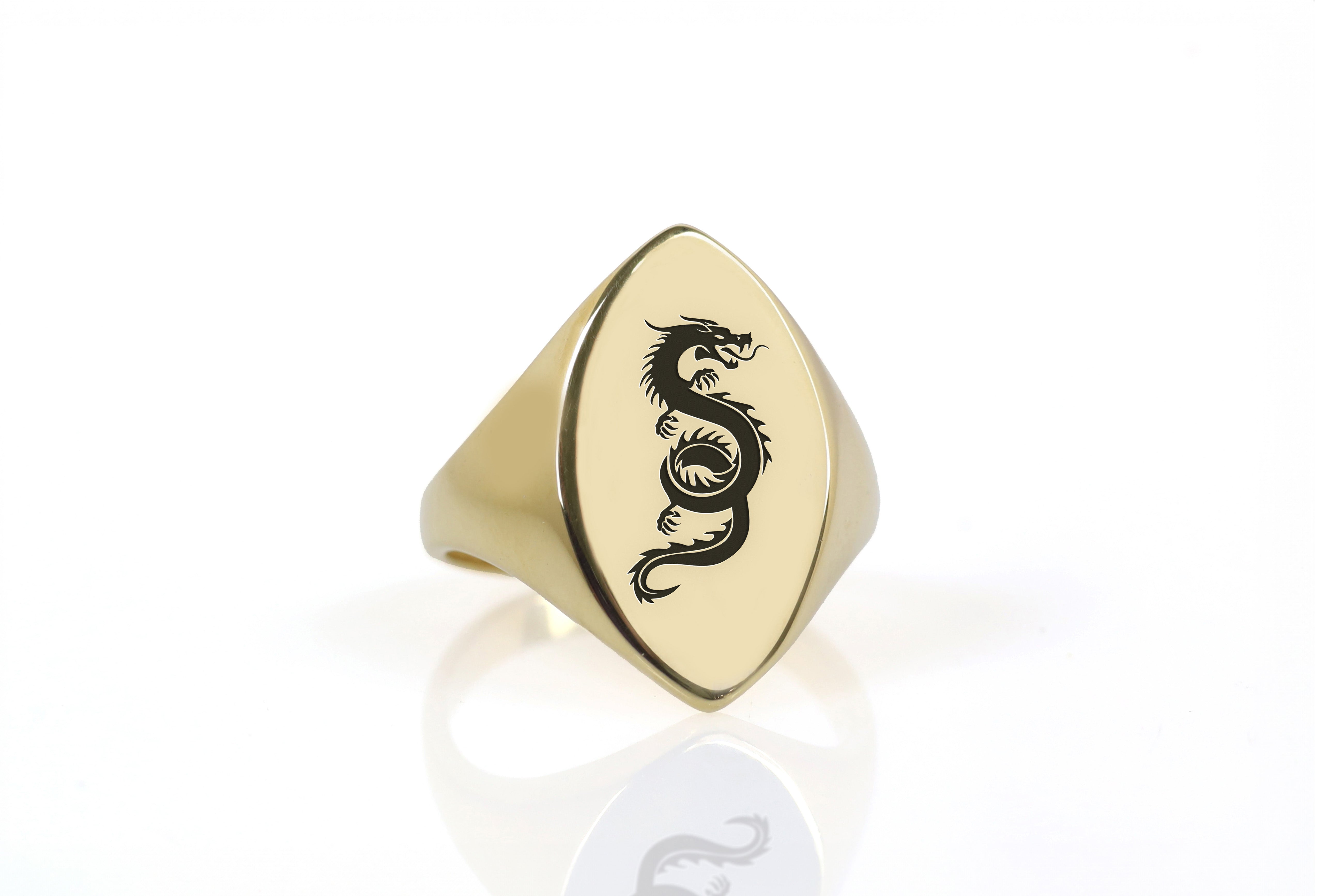 Engraved Dragon Signet Ring