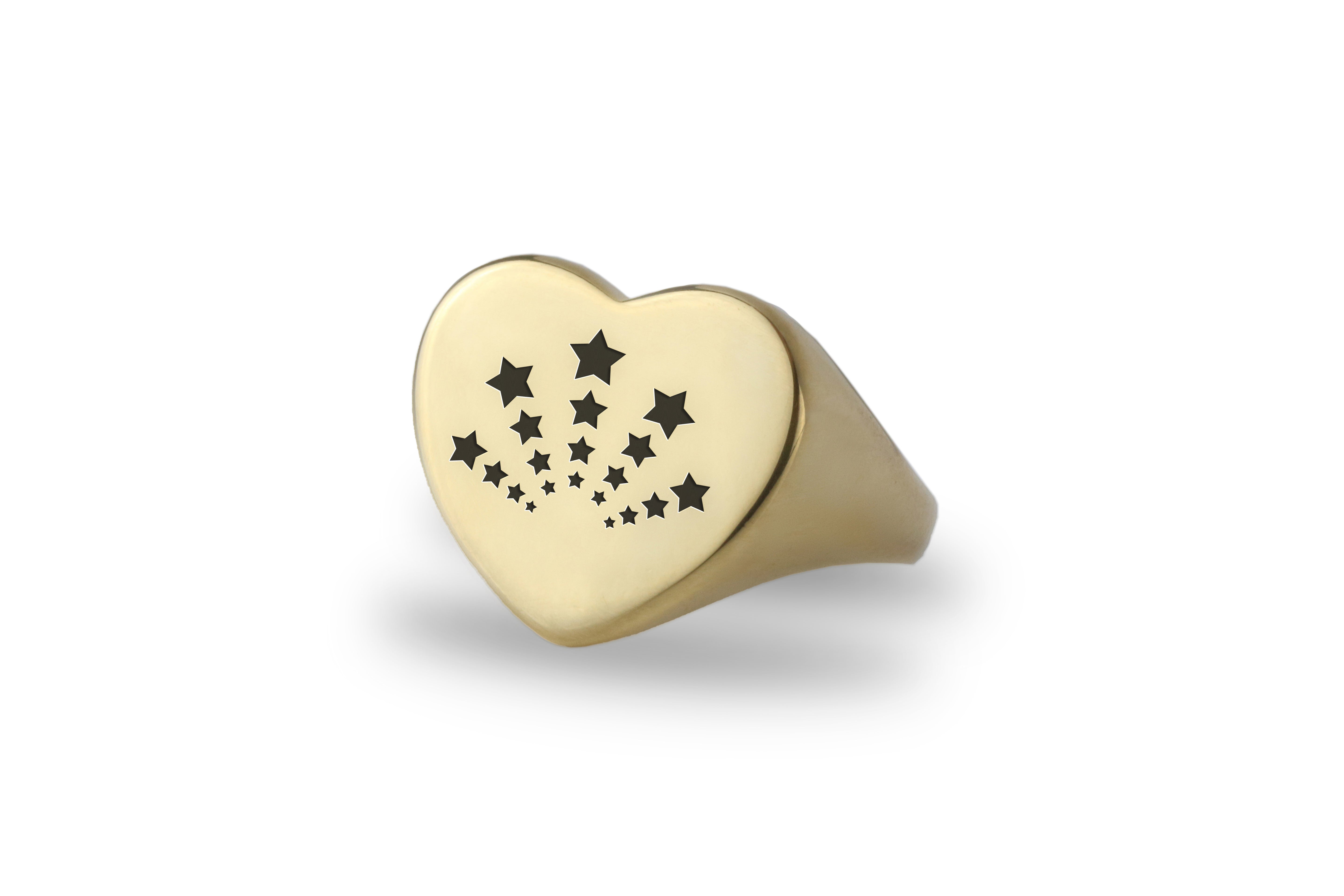 14k Gold Fallen Stars Signet Ring