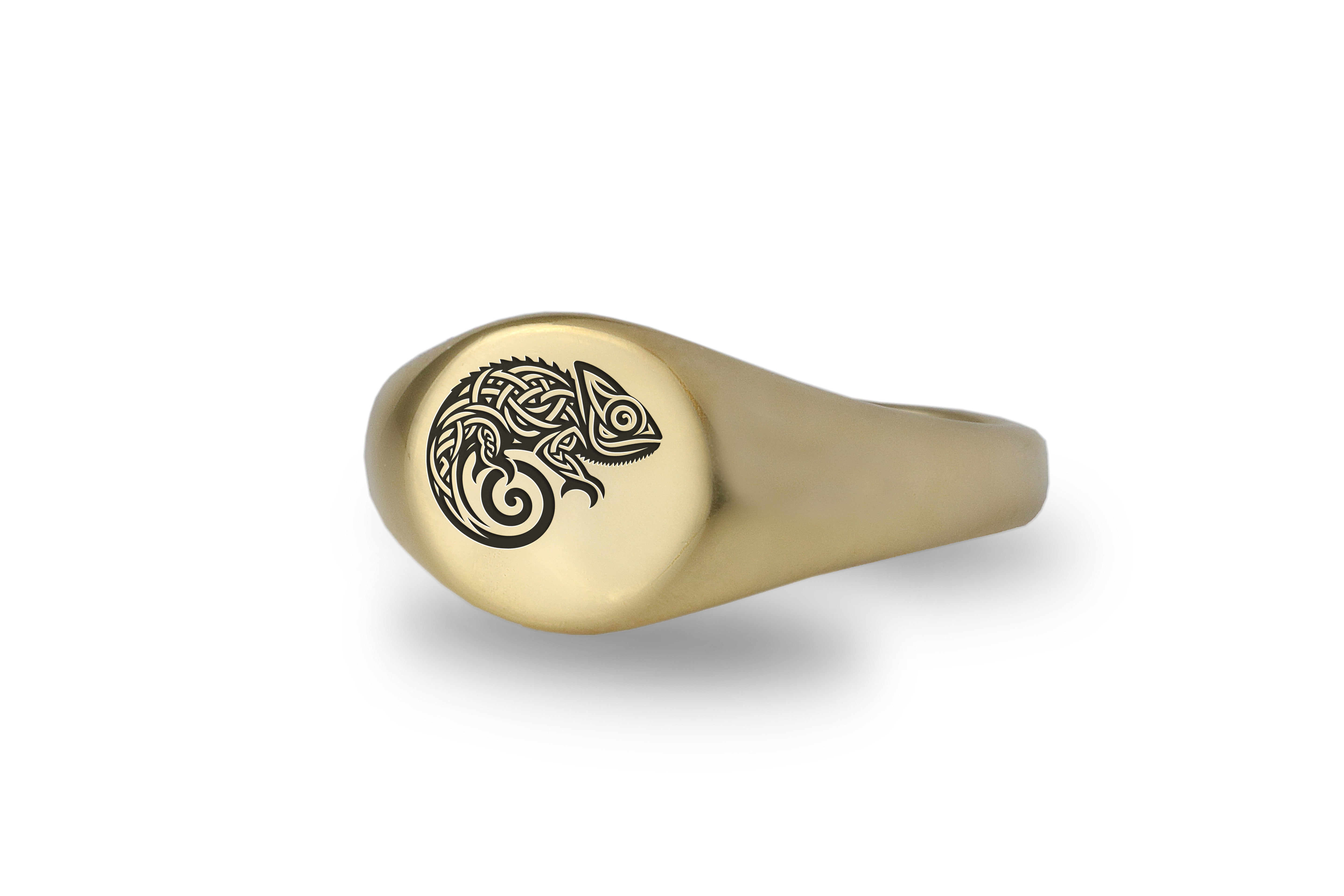 14k Gold Chameleon Signet Ring