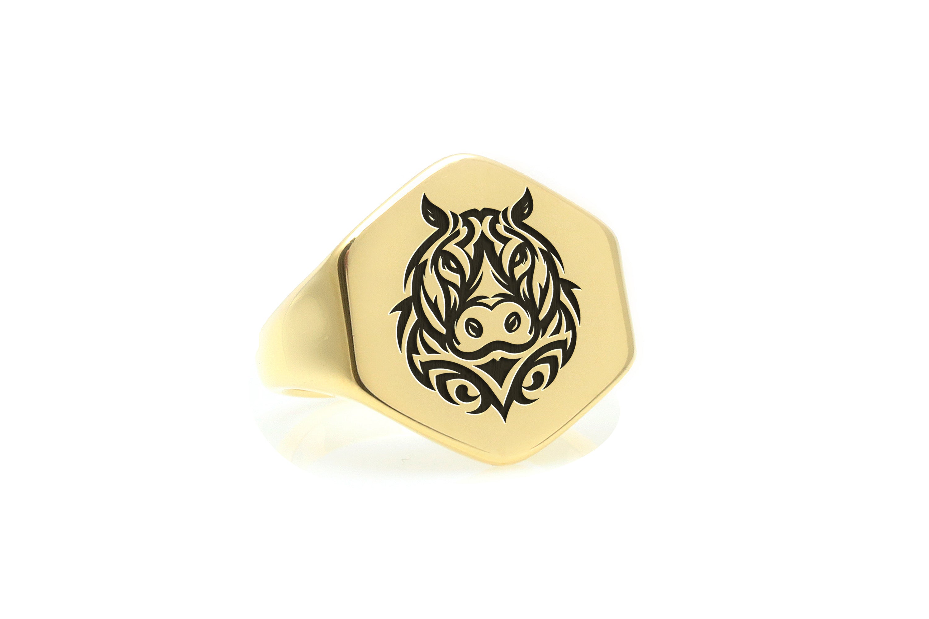 Custom Hippo Gold Signet Ring