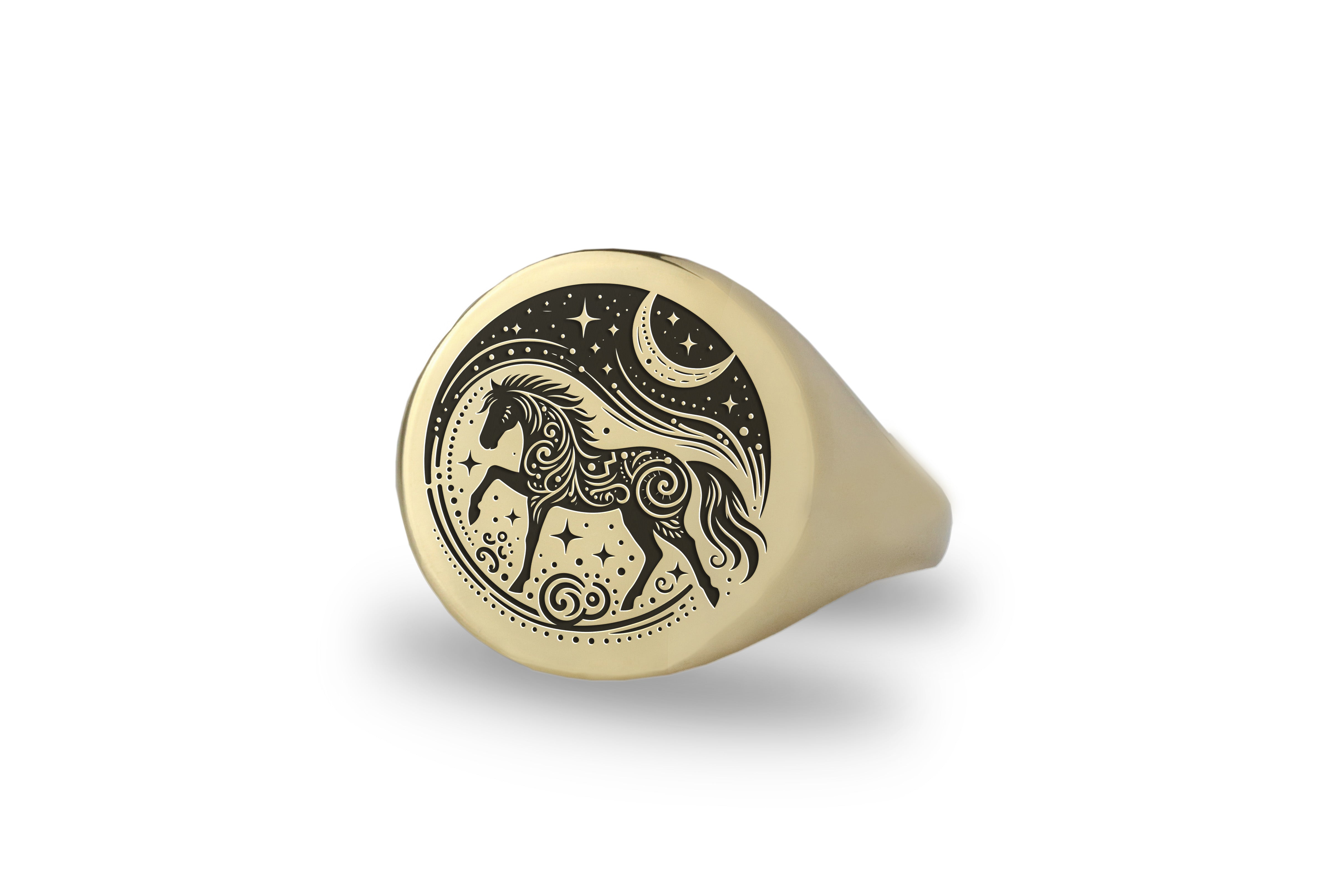 Gold Stallion Signet Ring