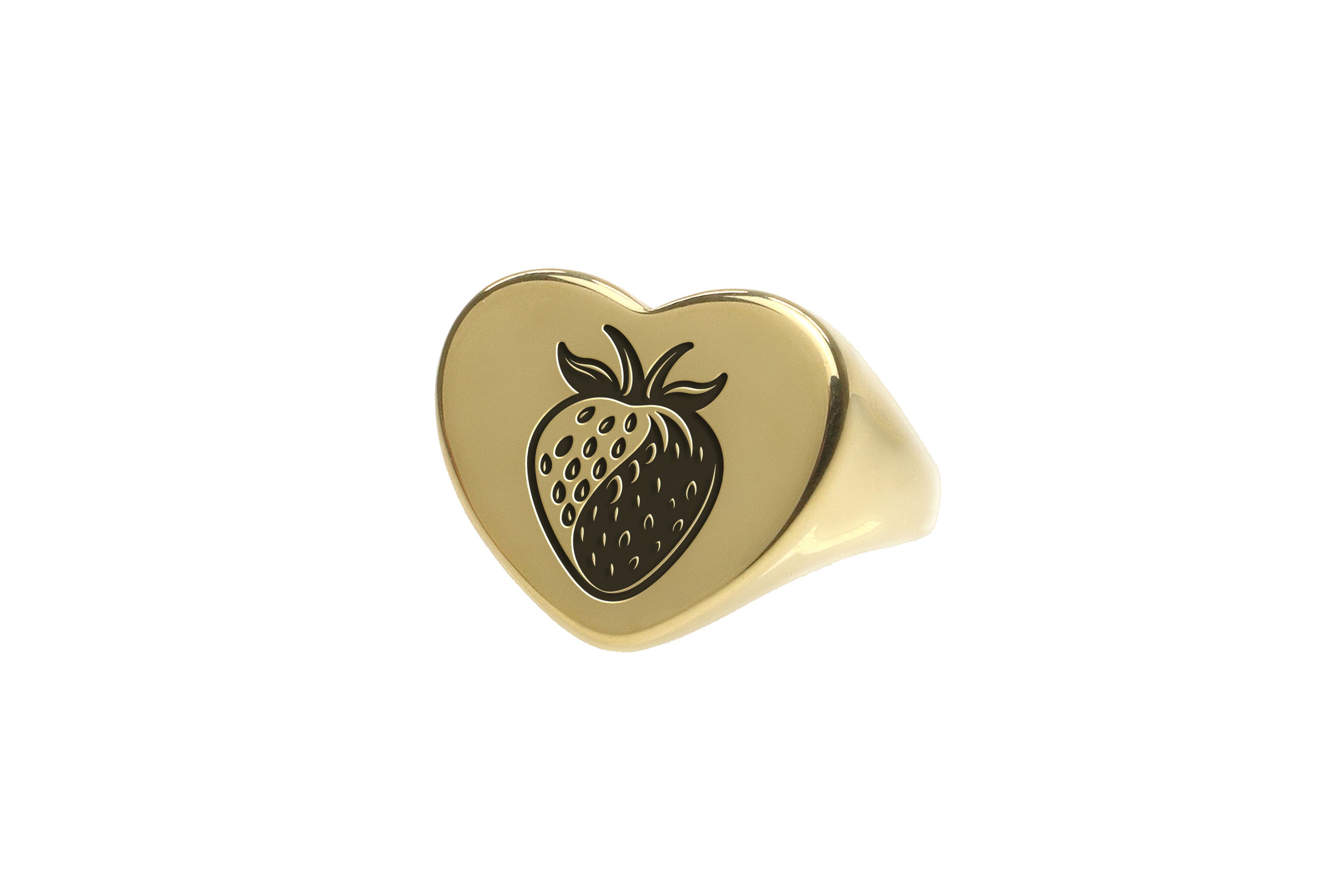 14k Gold Strawberry Signet Ring