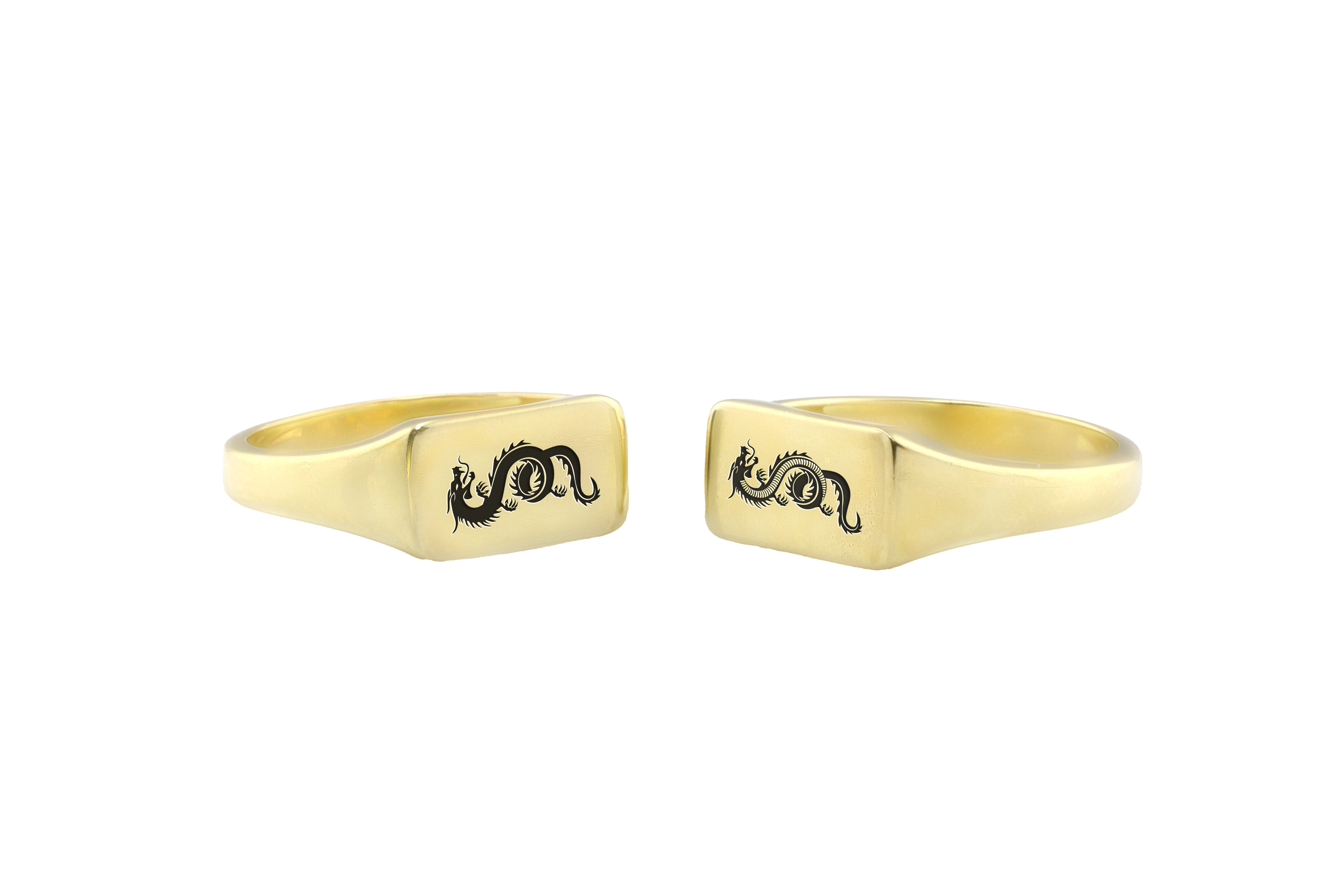 14k Gold Dragon Signet Ring