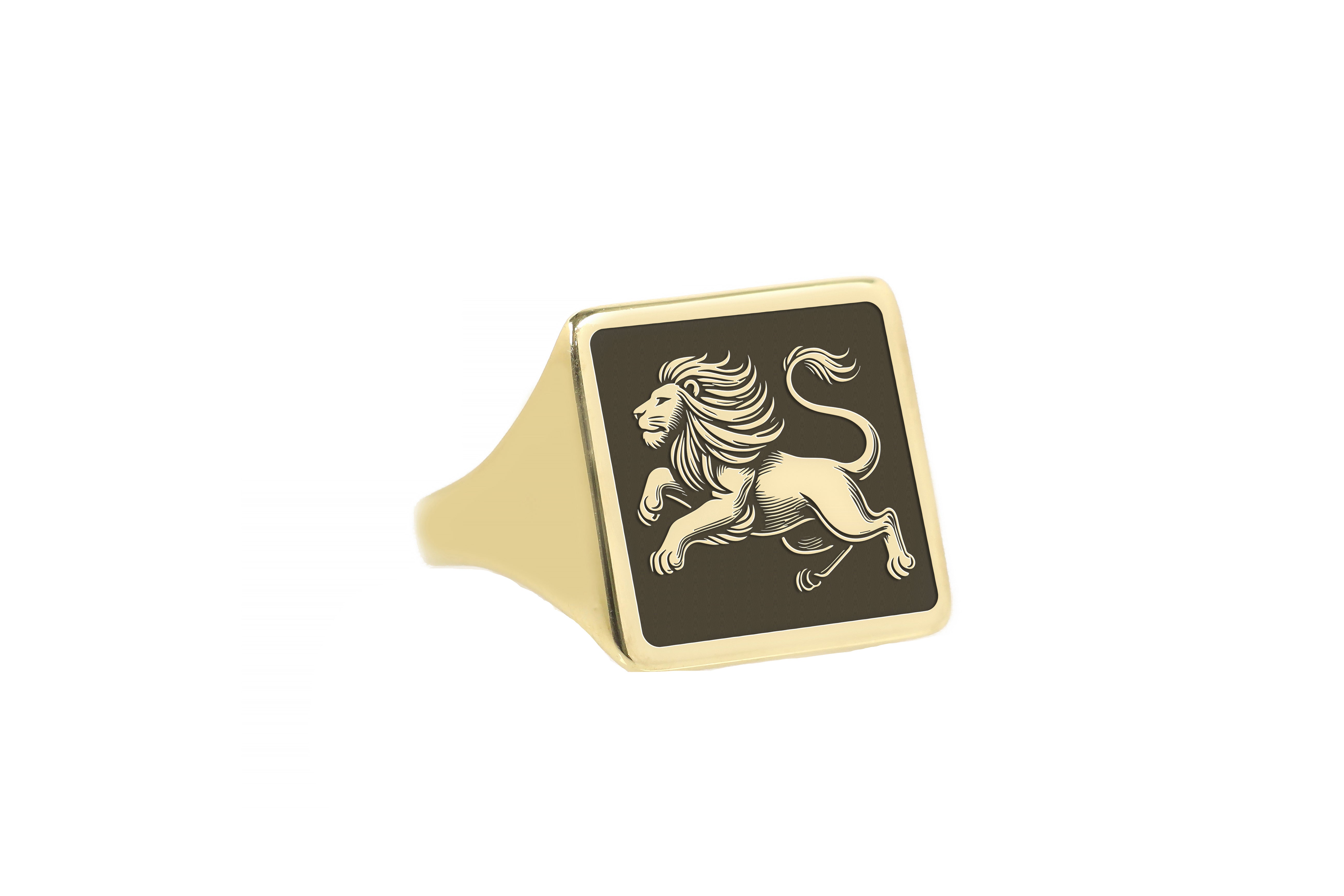 24k Gold Embossed Lion Ring