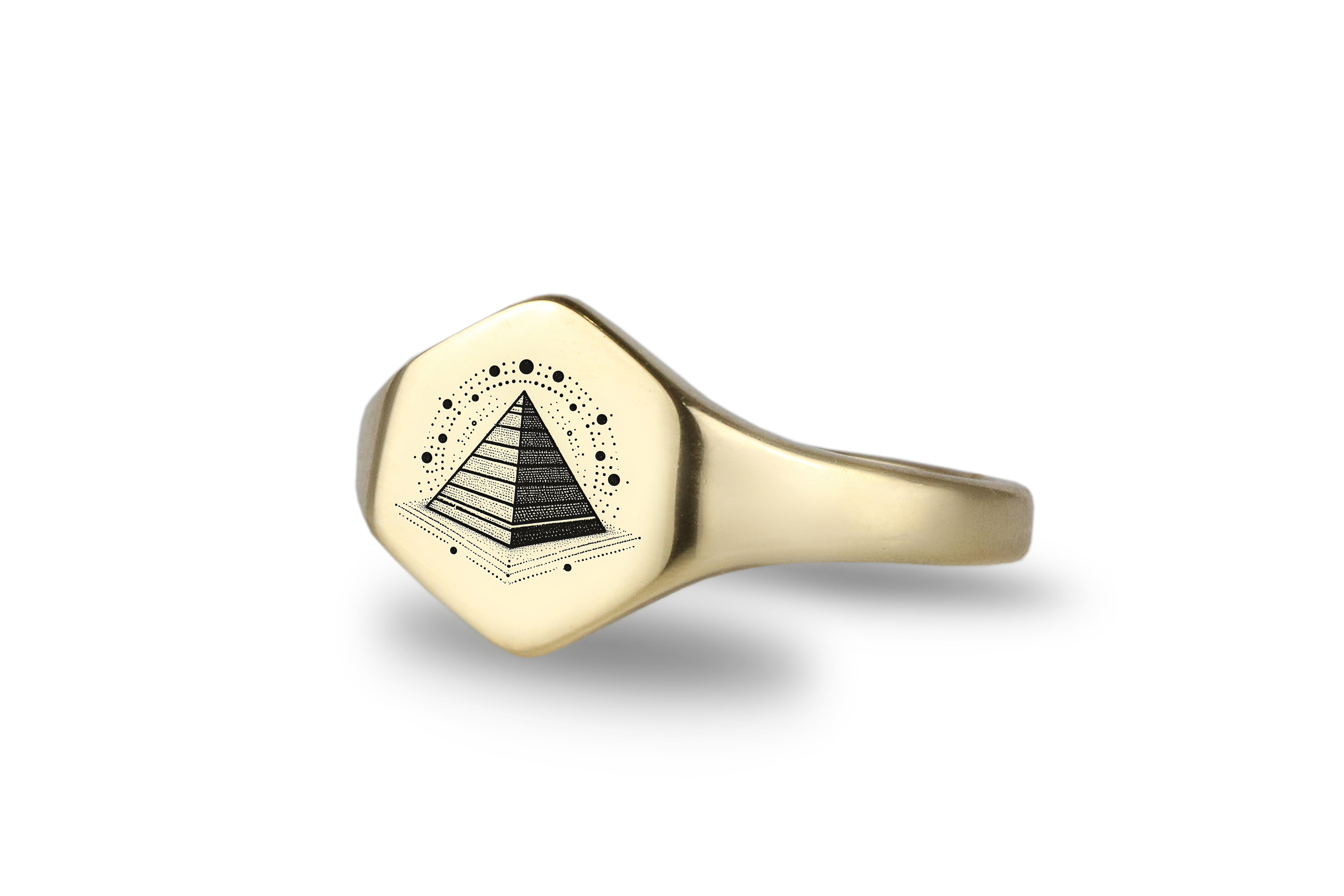 Pyramid Hexagon Gold Ring
