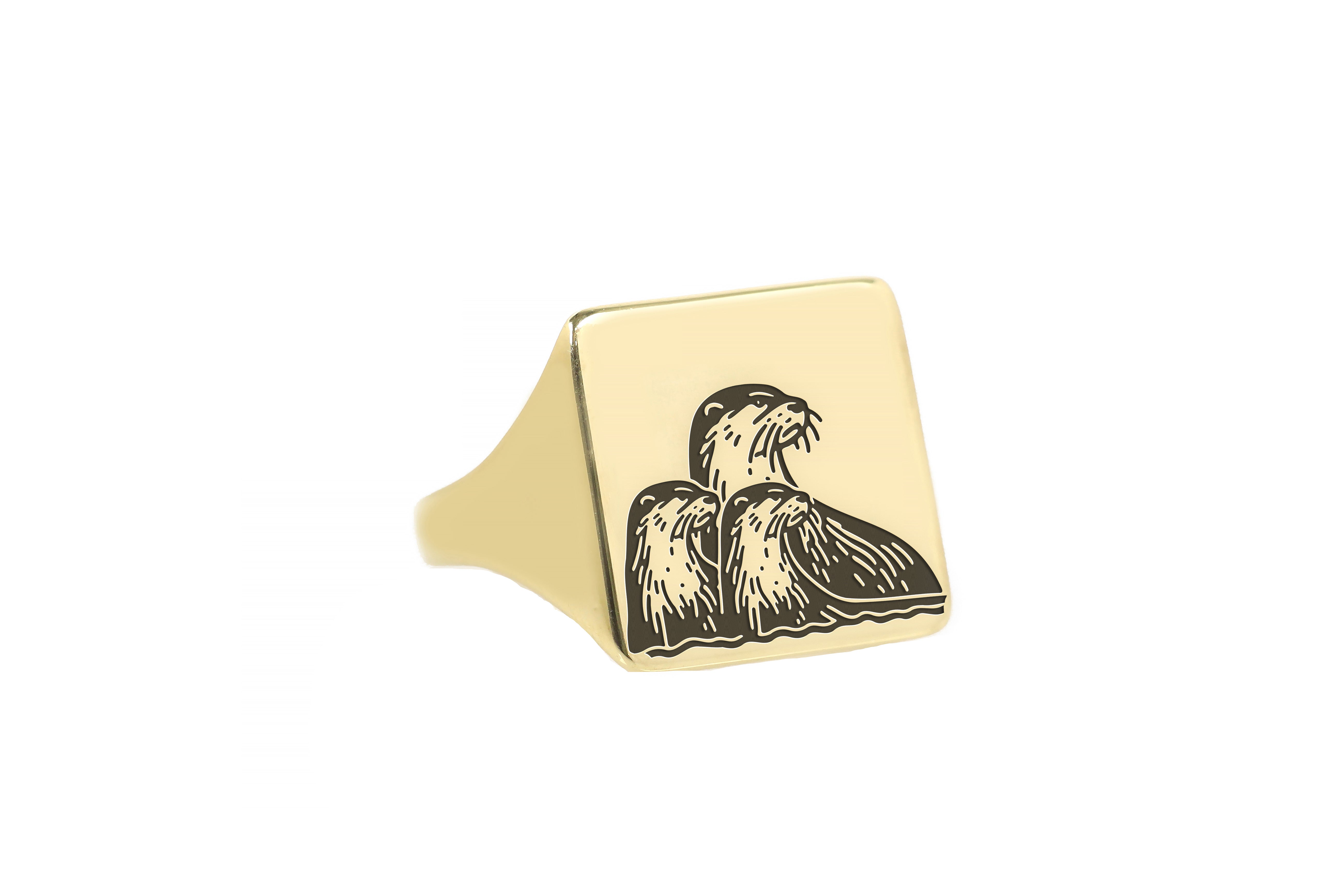14k Gold Otter Signet Ring
