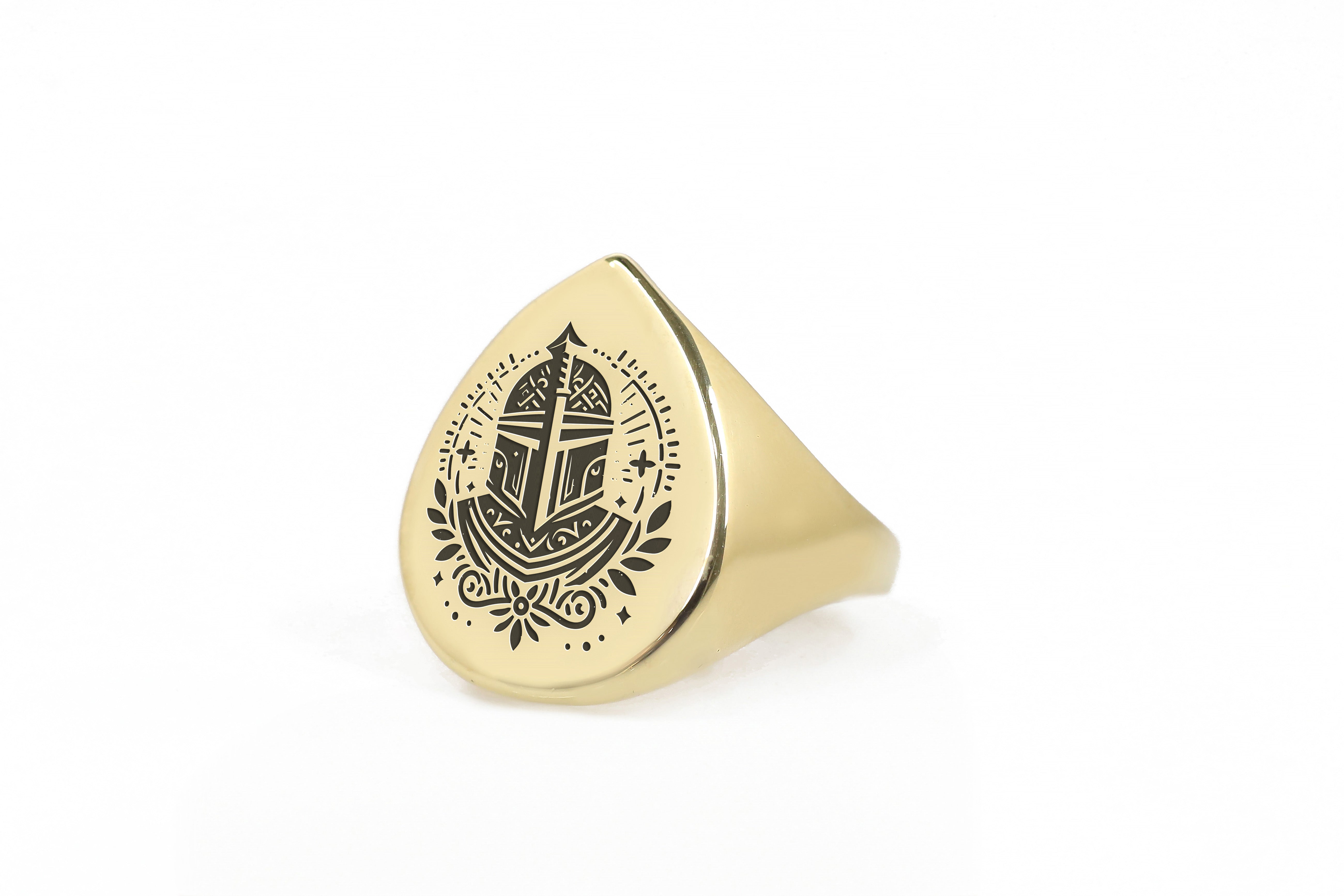 14k Gold Knight Signet Ring