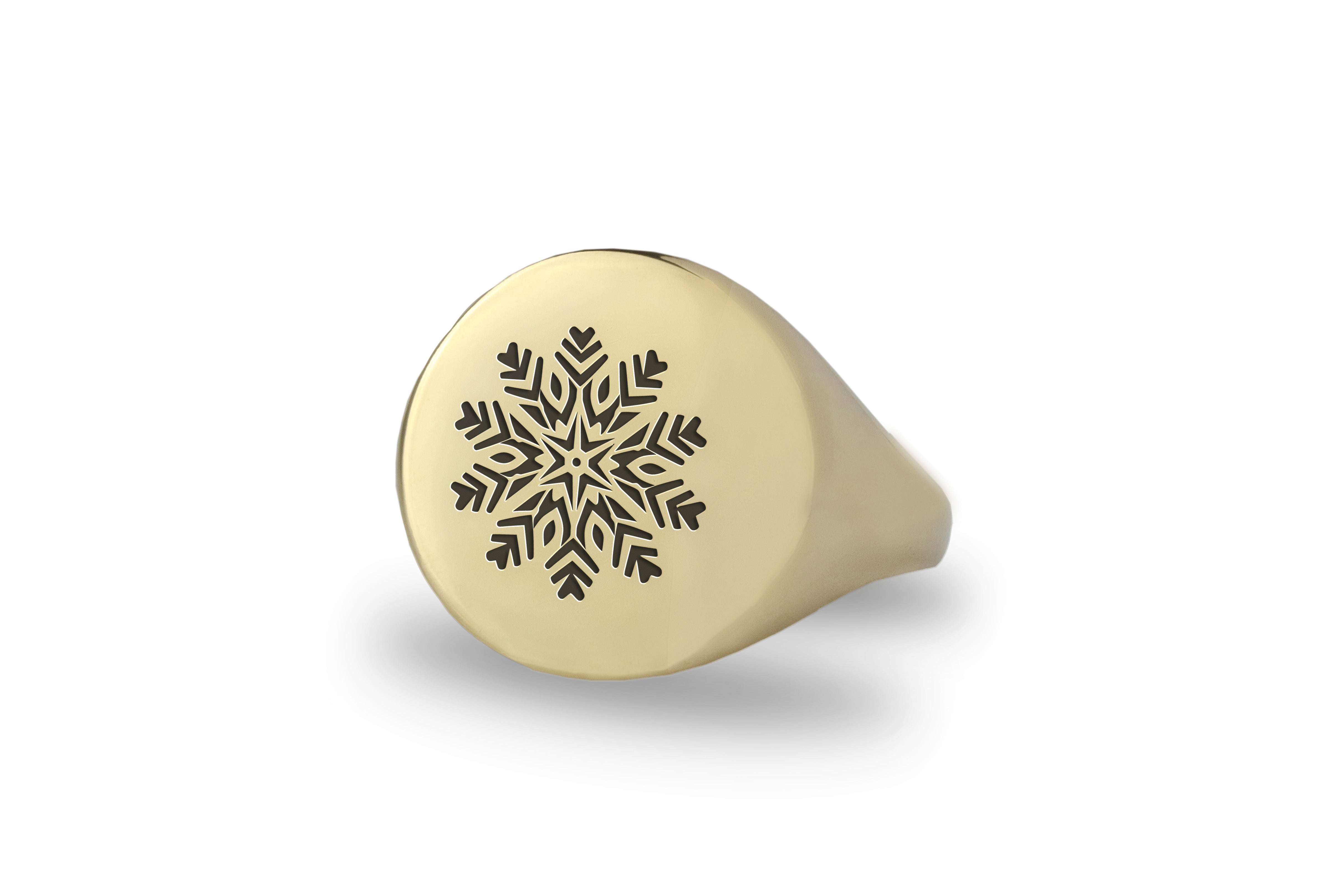 14k Gold Snowflake Signet Ring
