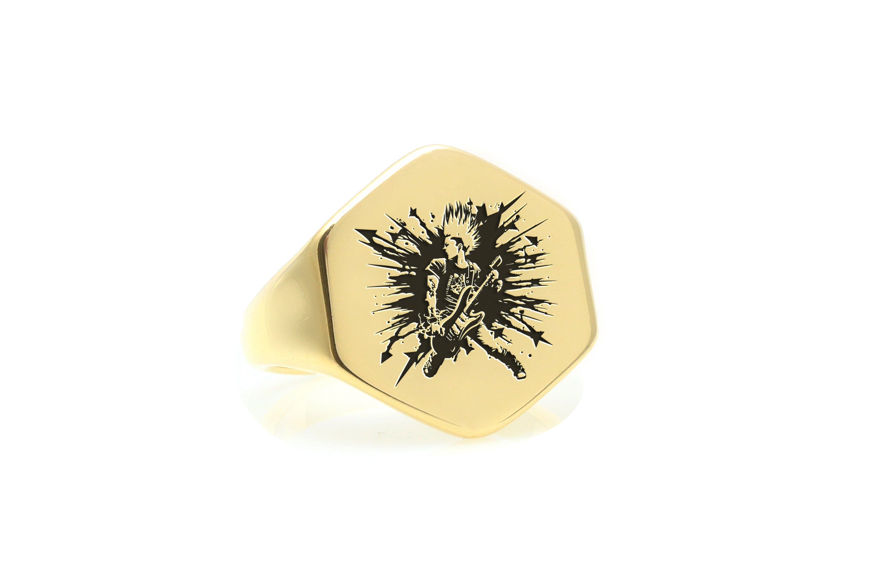 14k Gold Rockstar Signet Ring