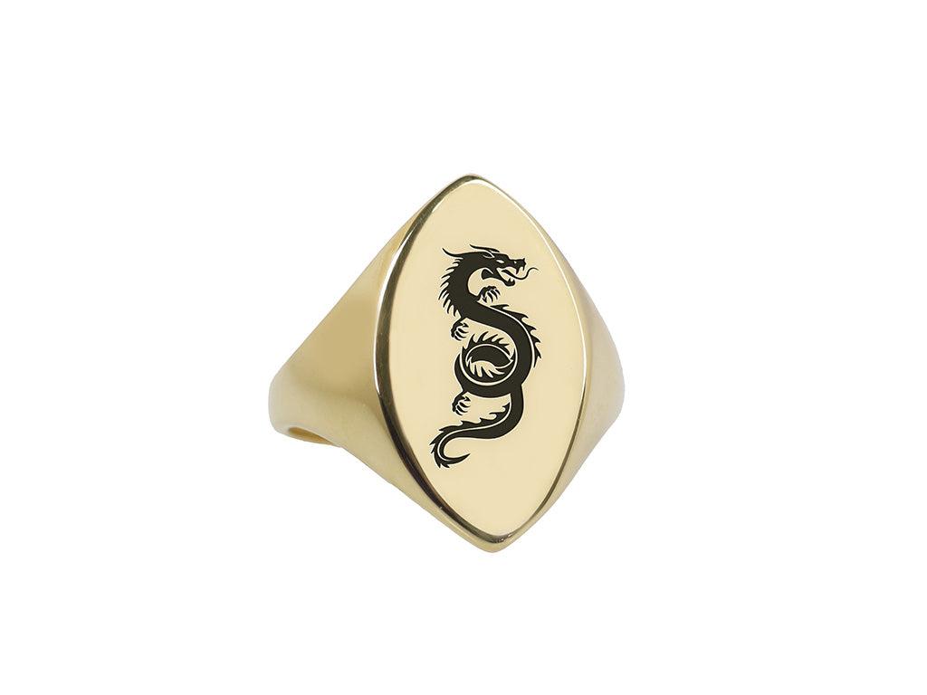 Engraved Dragon Signet Ring