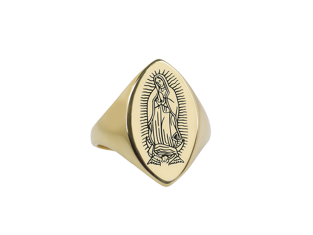 Virgin Mary Engraved Signet Ring