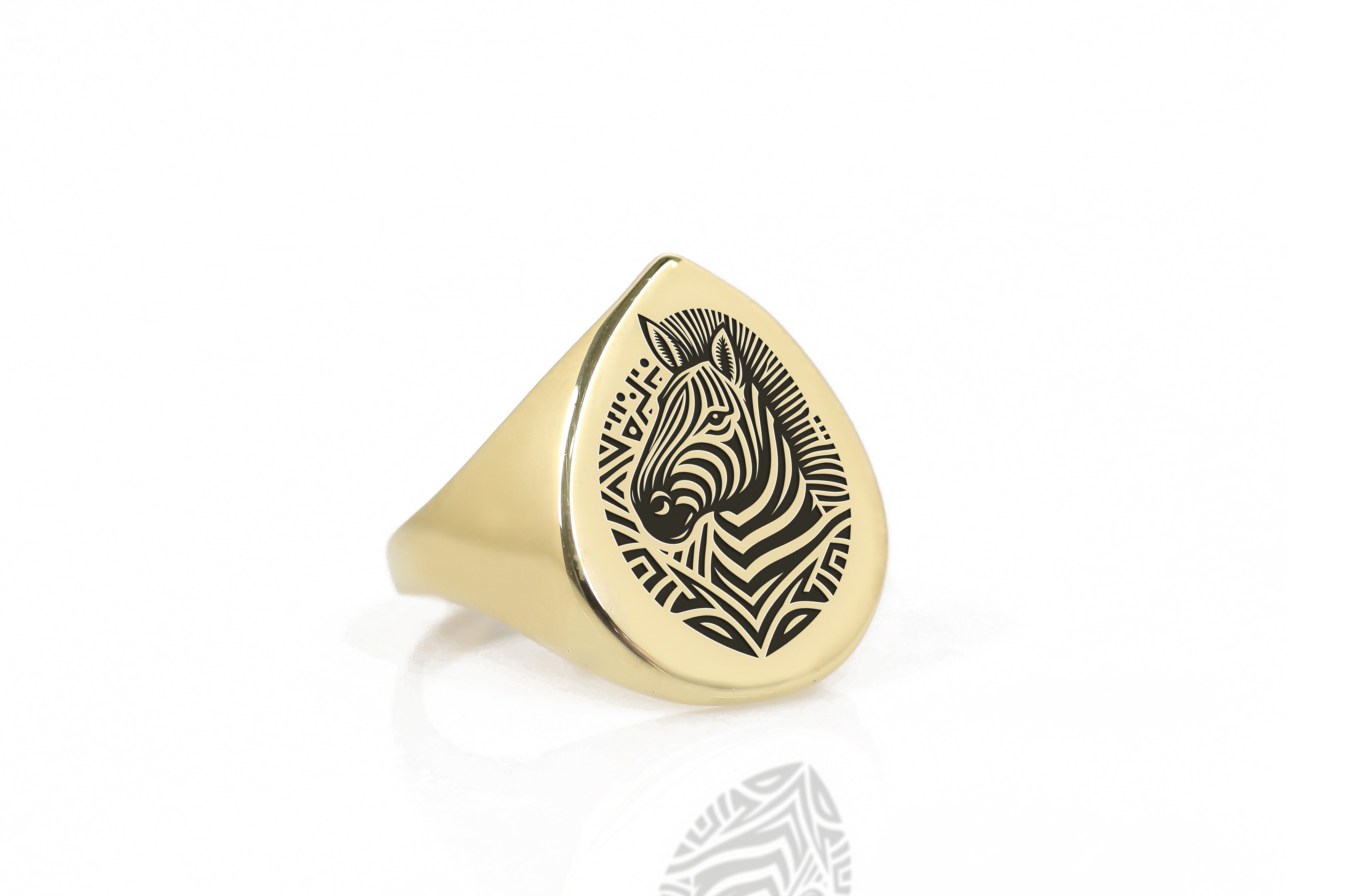 Cute Zebra Engraved Ring
