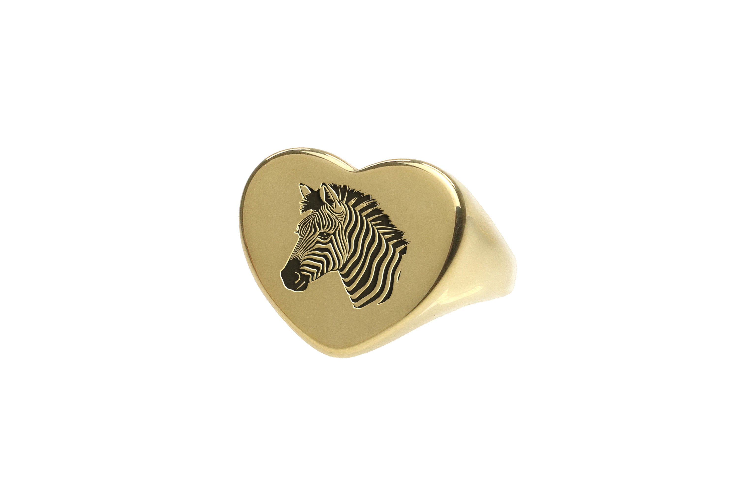 14k Gold Zebra Engraved Ring