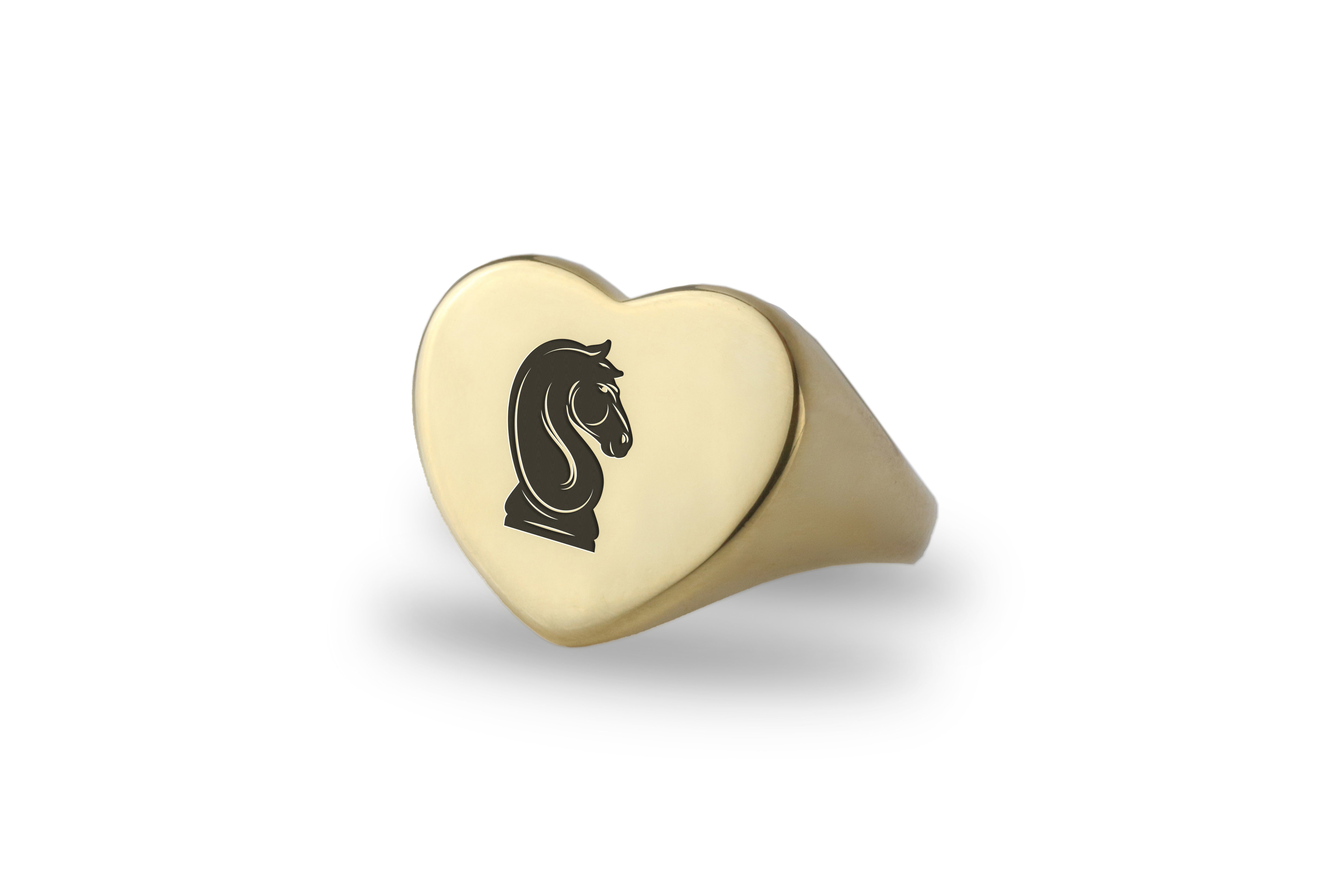 Engraved Chess Knight Ring