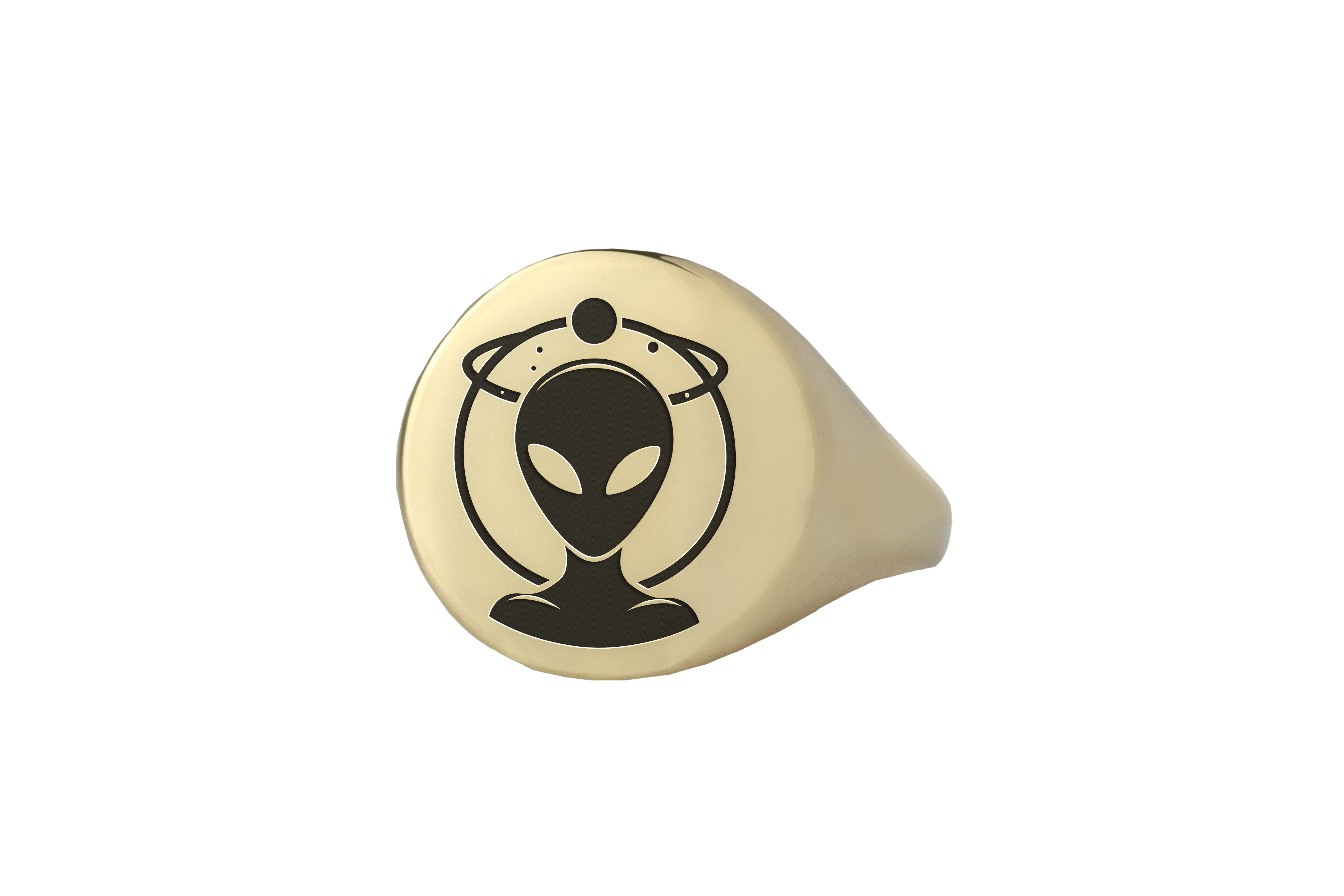 14k Gold Alien Signet Ring