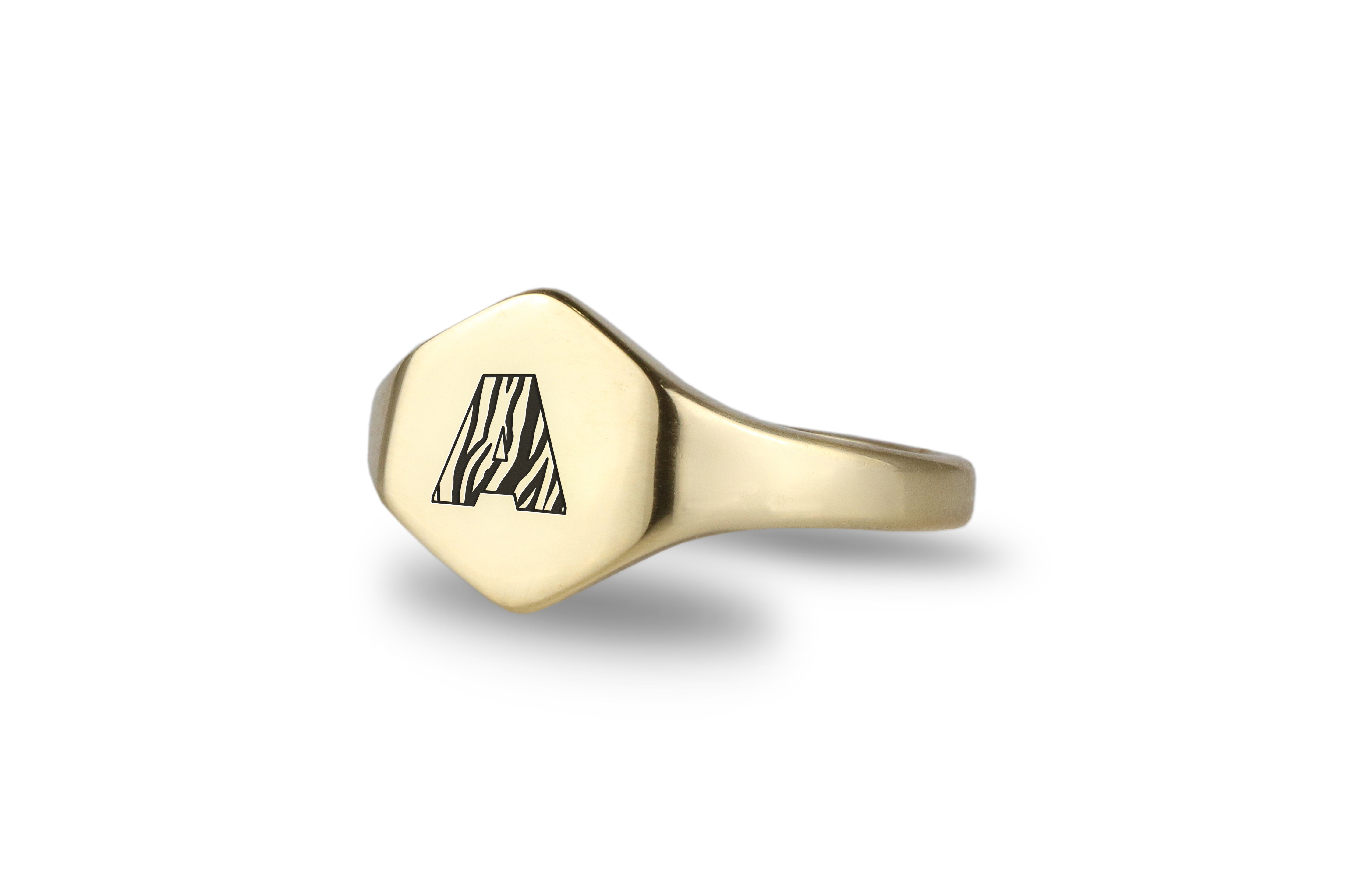 Tiger Pattern Letter Signet Ring