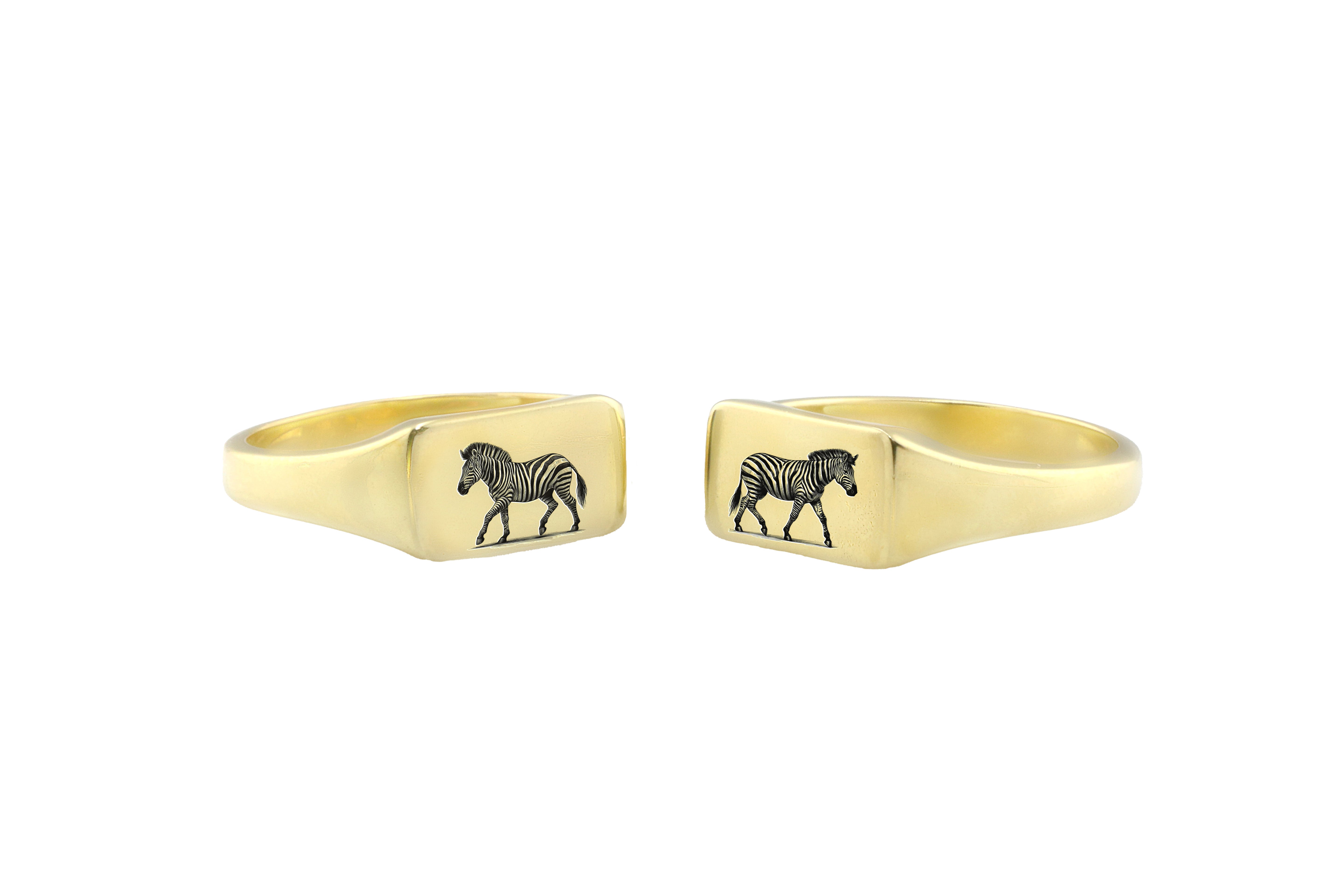 14k Gold Zebra Signet Ring