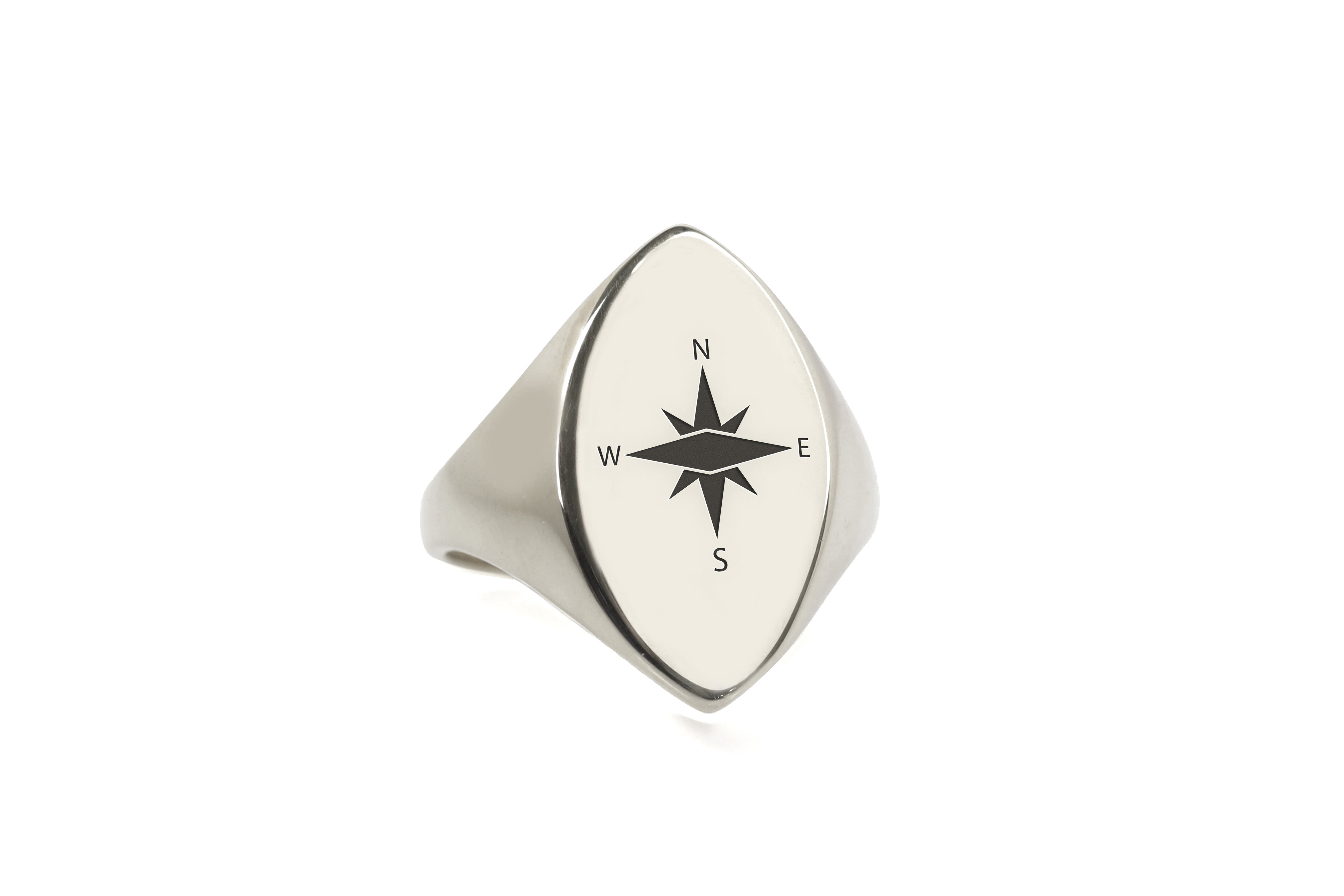 Engraved Compass Signet Ring