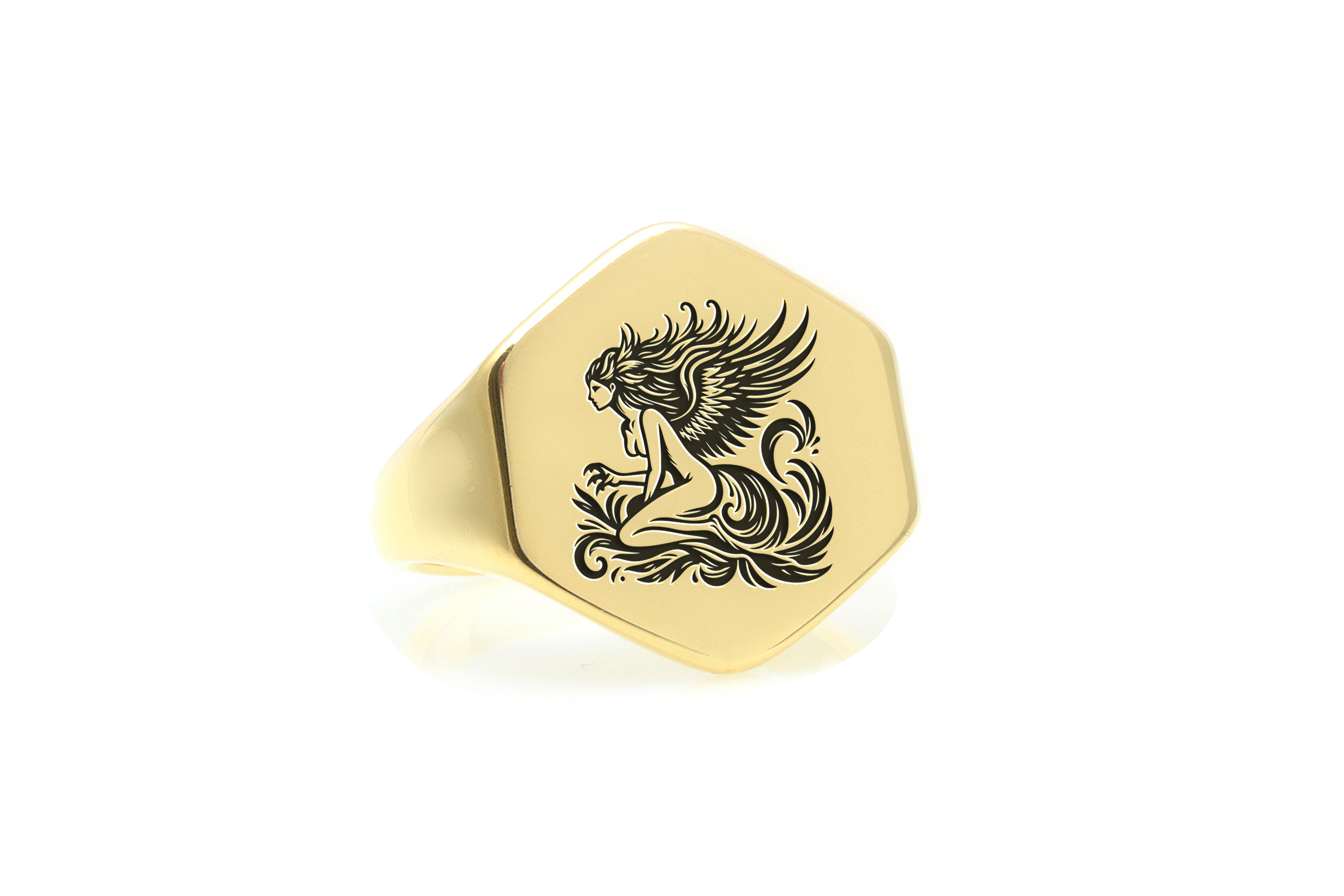 14k Gold Harpy Signet Ring