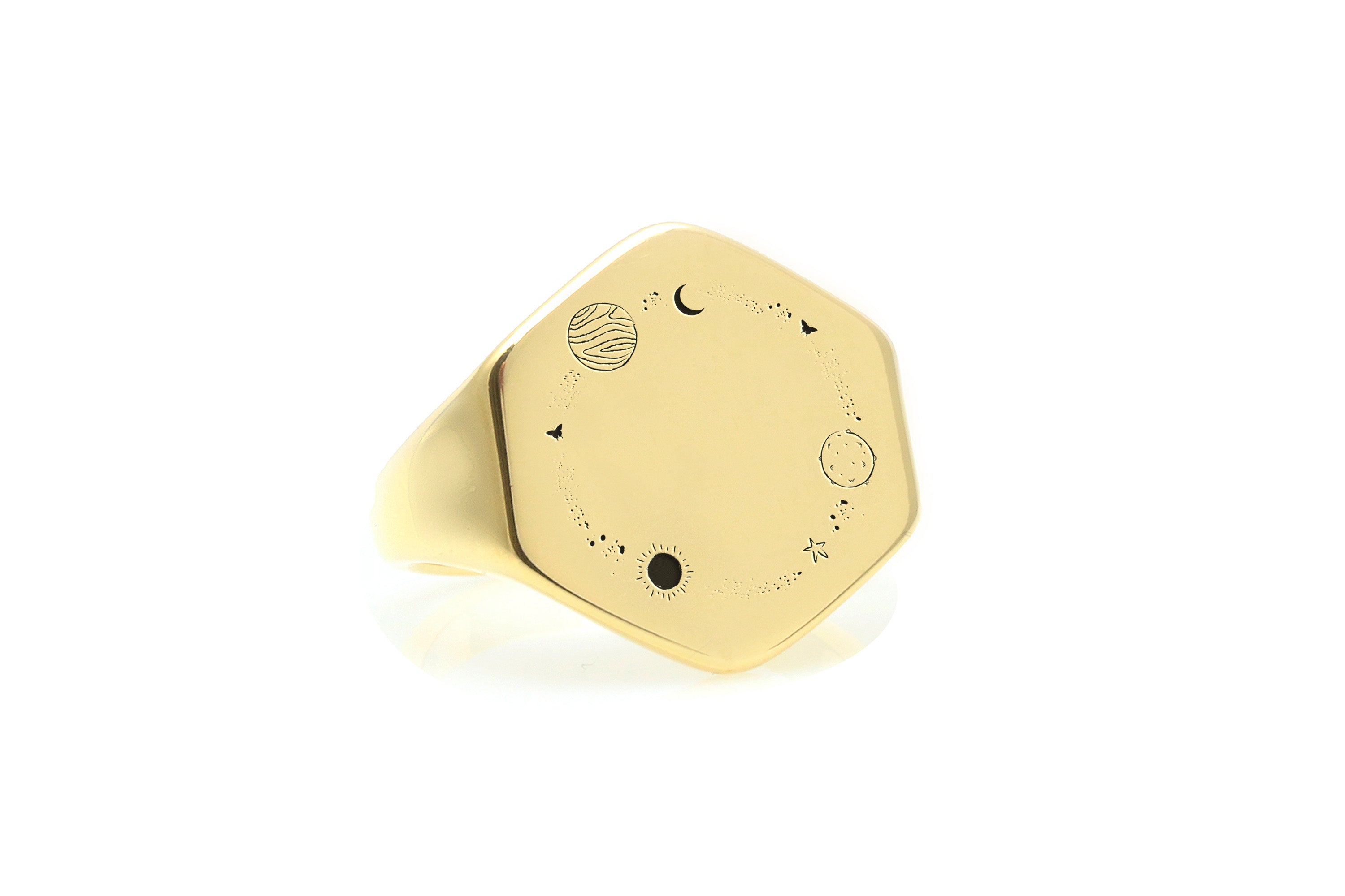 14k Gold Space Signet Ring