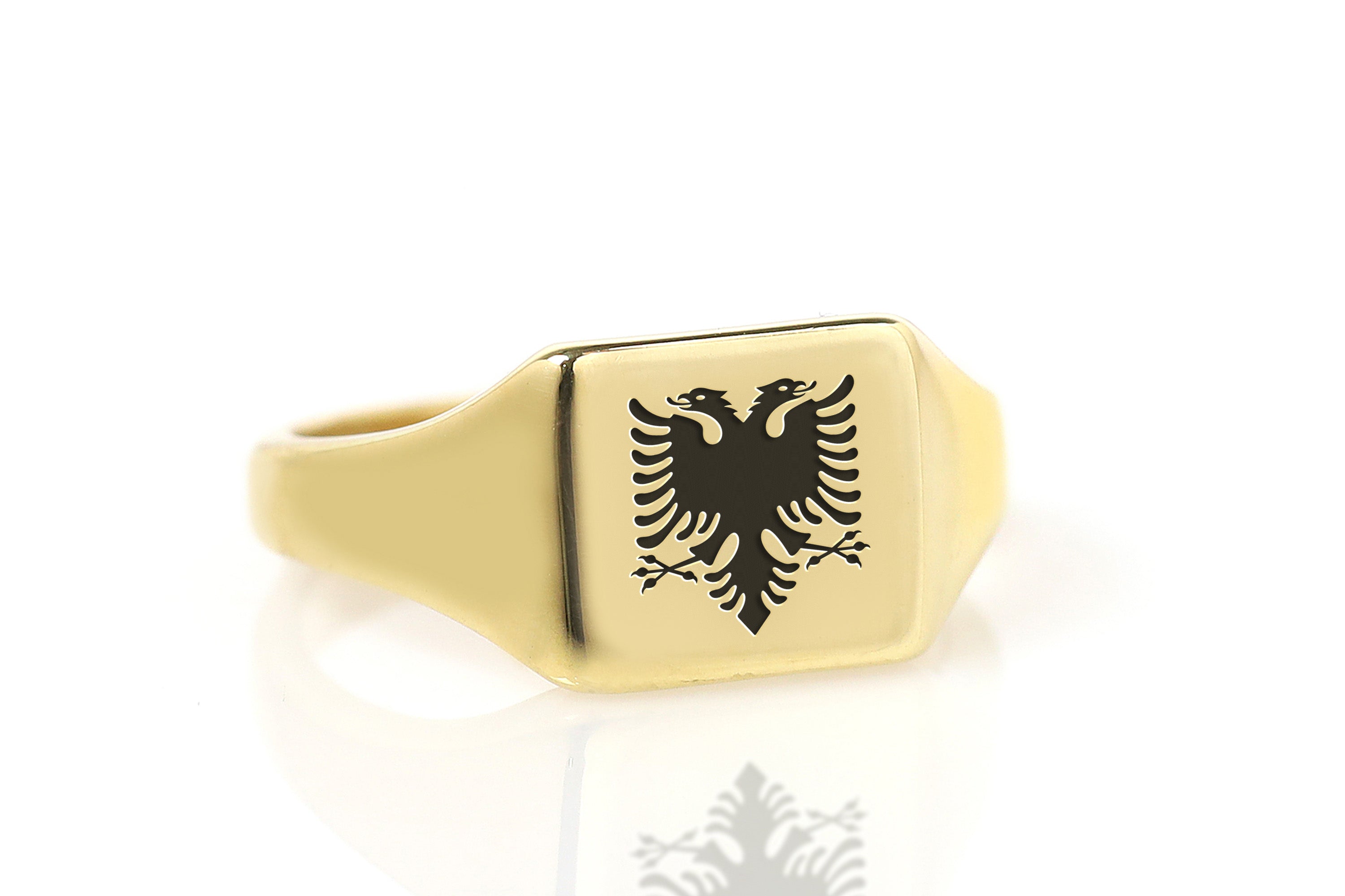 Heraldic Cormorant Engraved Ring