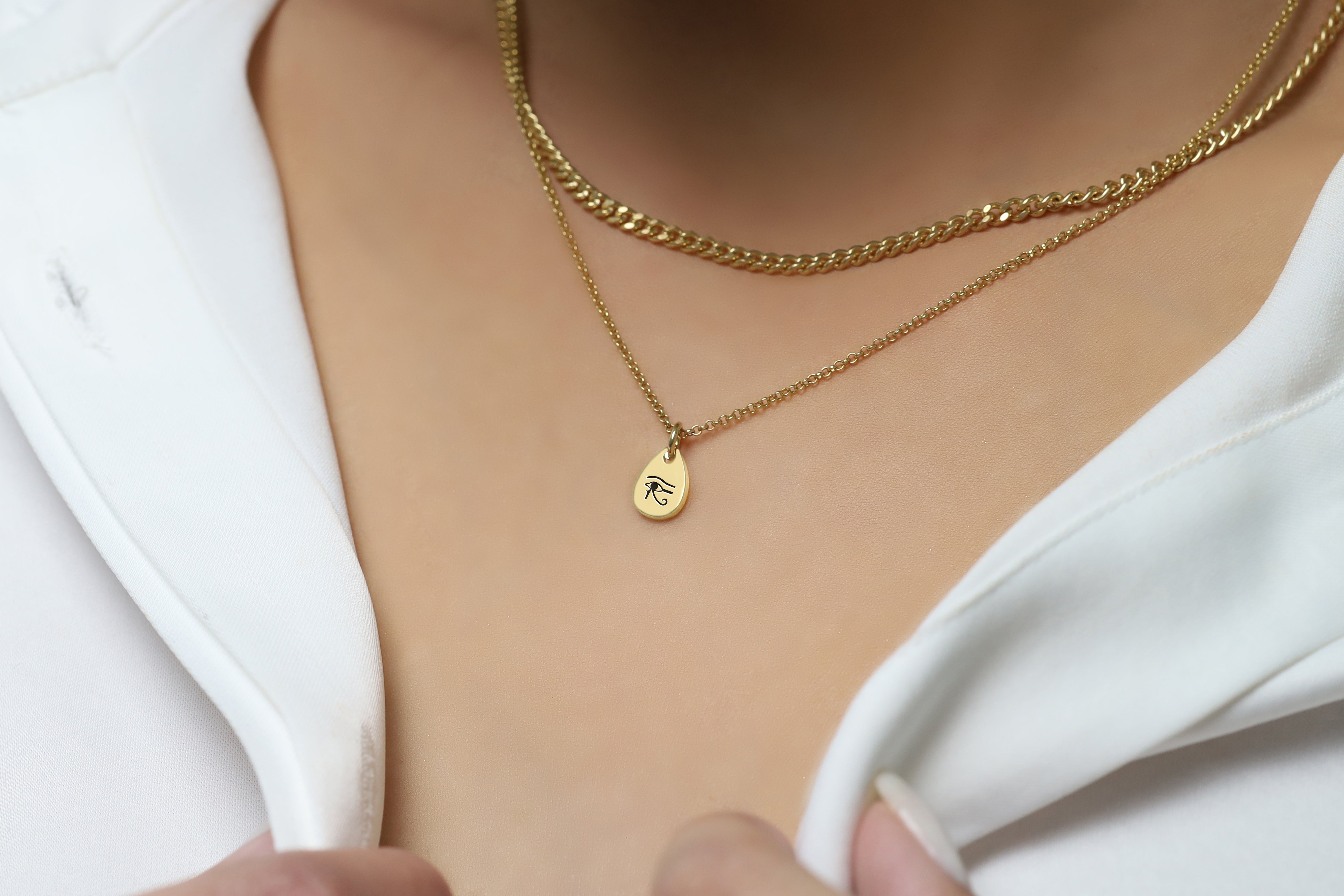 14k Gold Eye of Horus Necklace