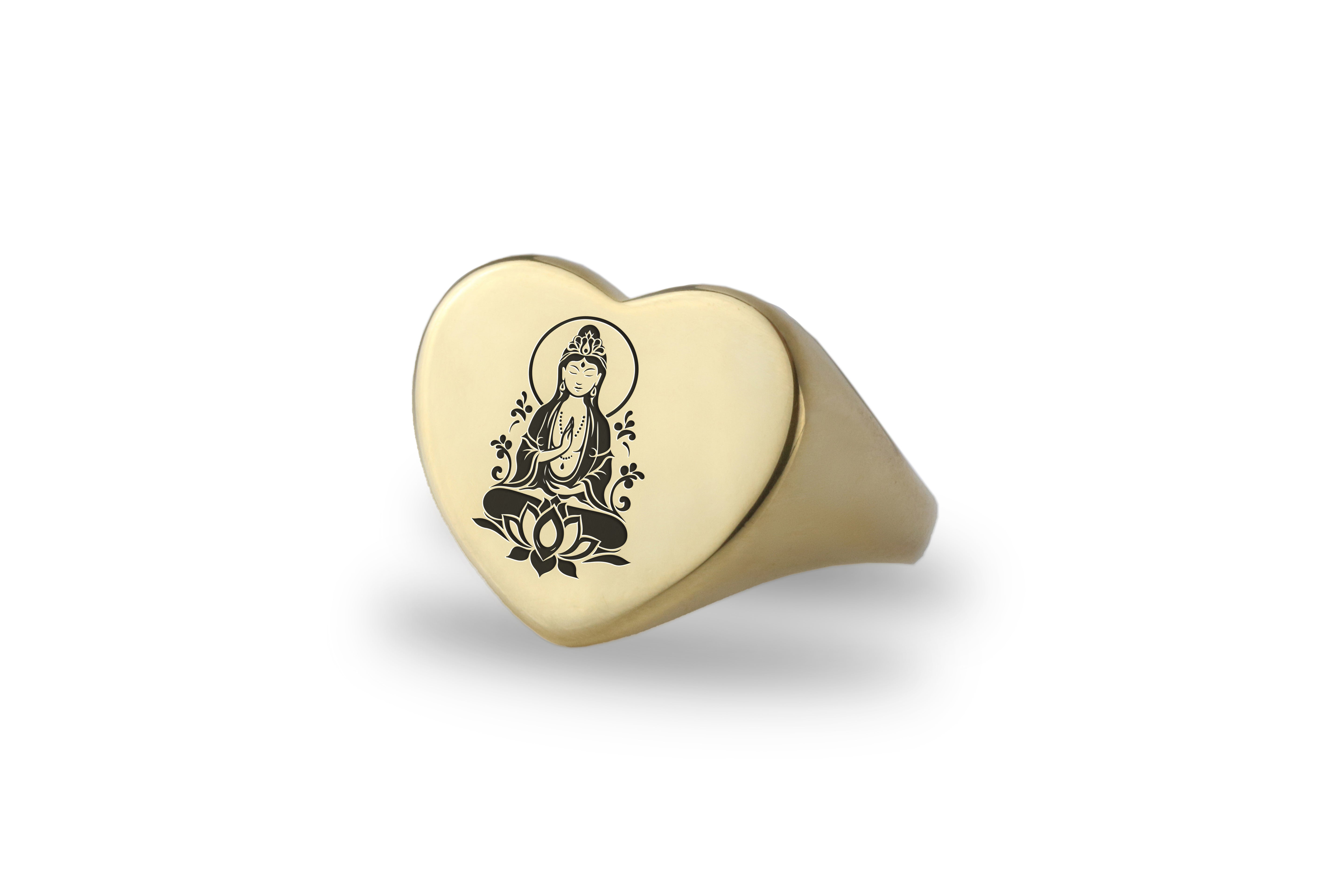 Kuan Yin Gold Signet Ring