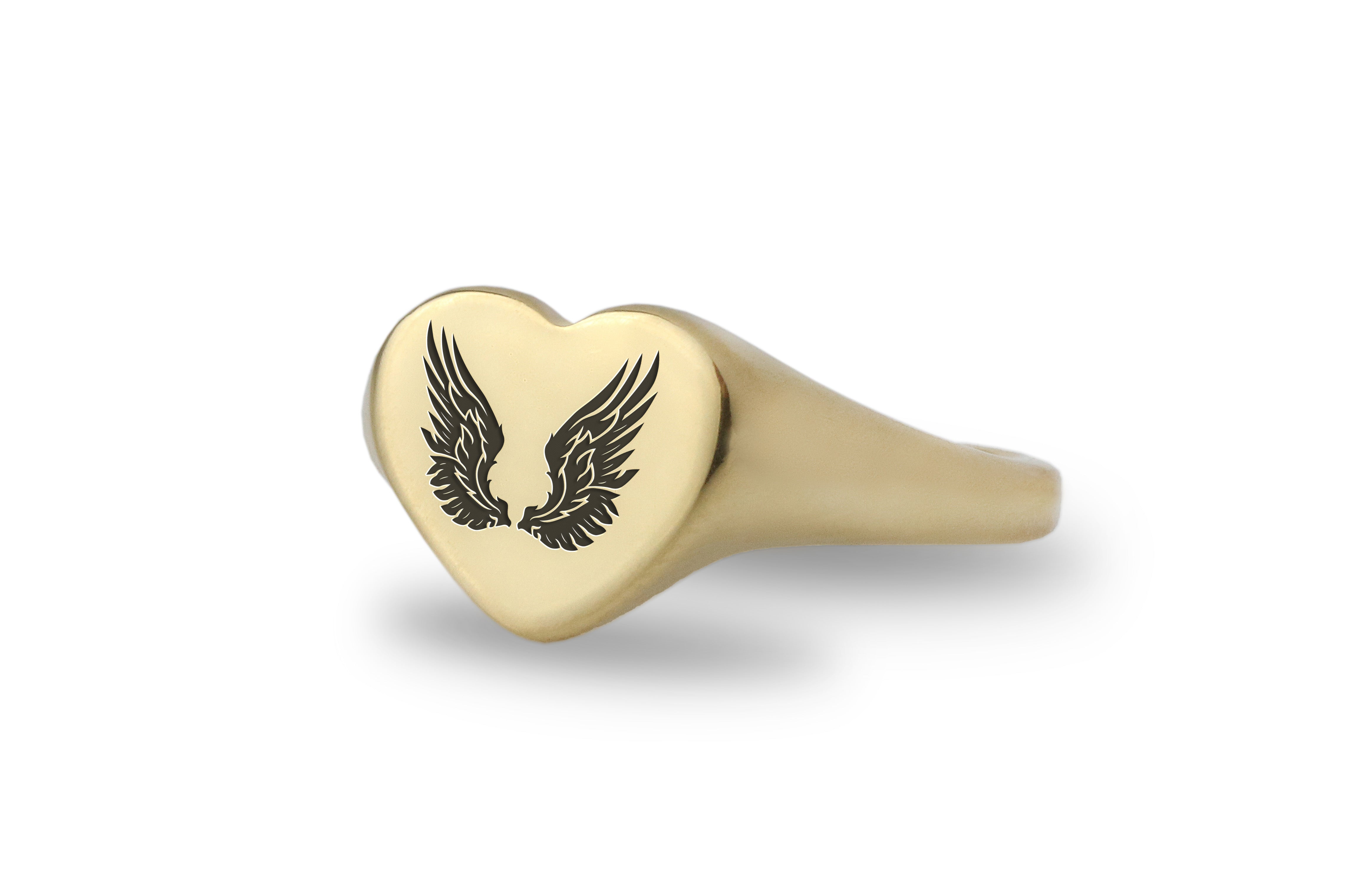 Engraved Angelic Wings Ring
