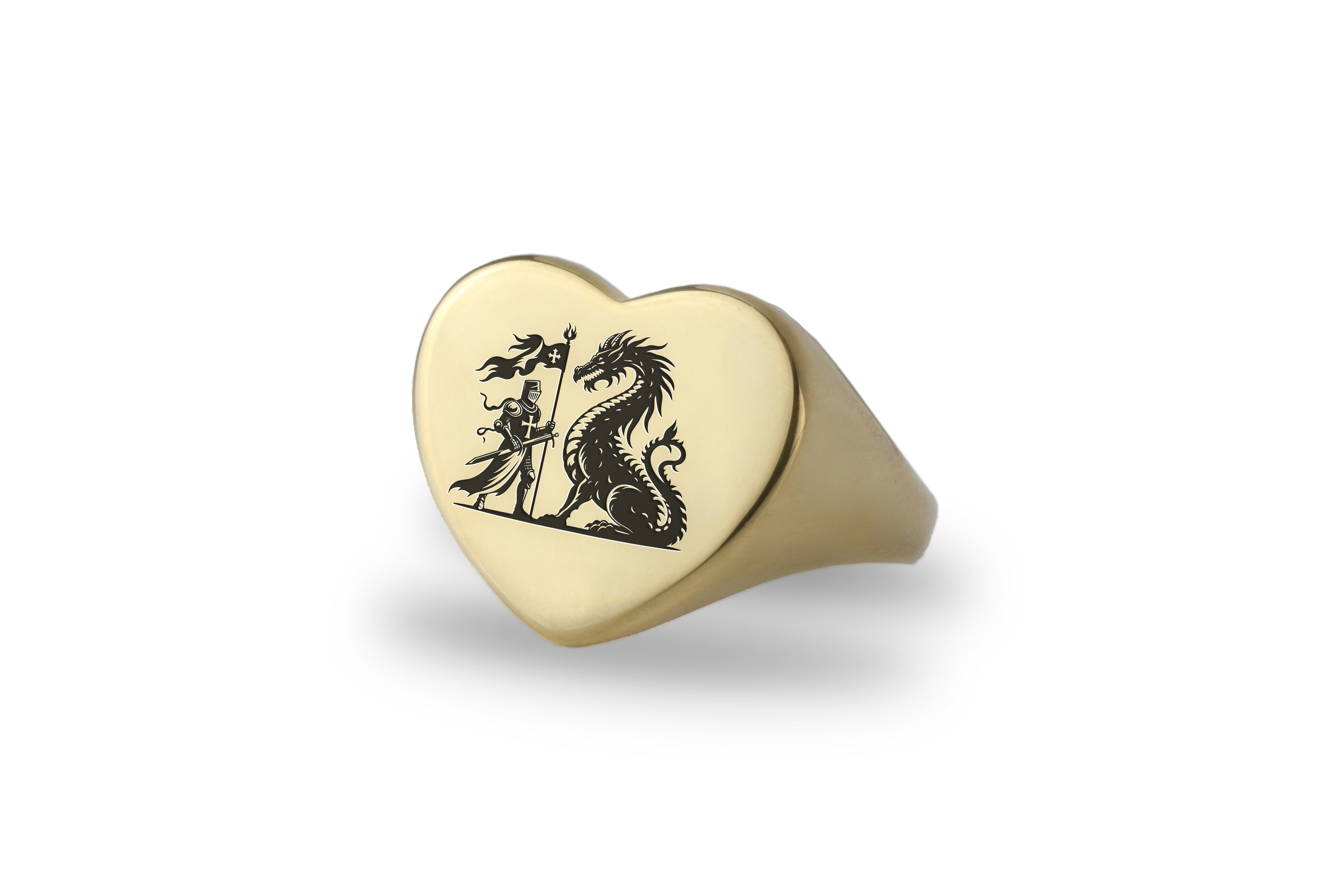 Engraved Knight Signet Ring