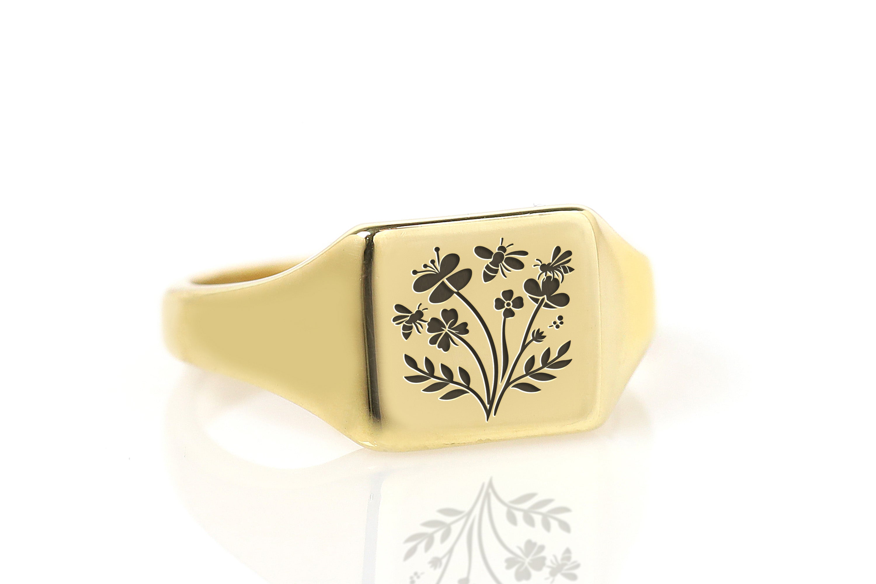 24k Gold Bee Signet Ring