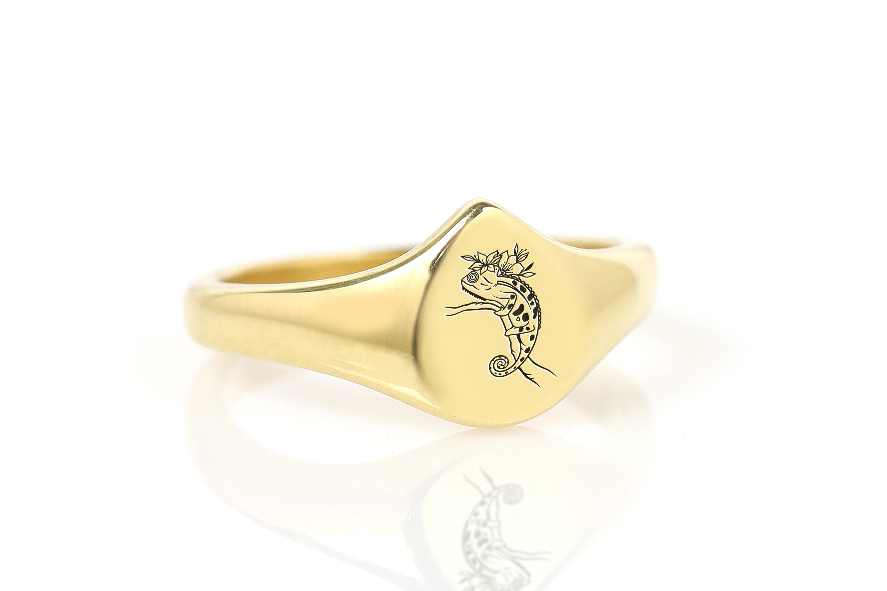 Engraved Iguana Gold Ring
