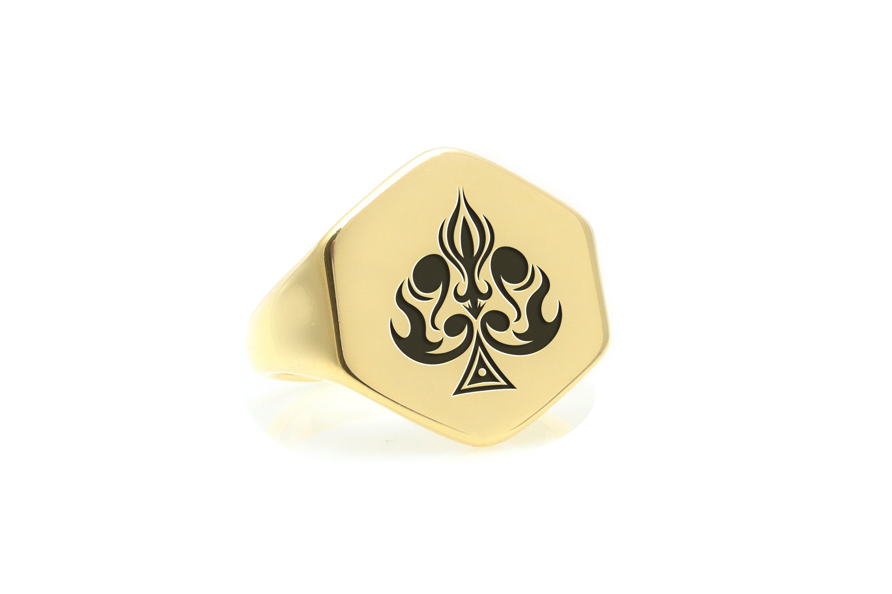 Engraved Poker Spades Ring