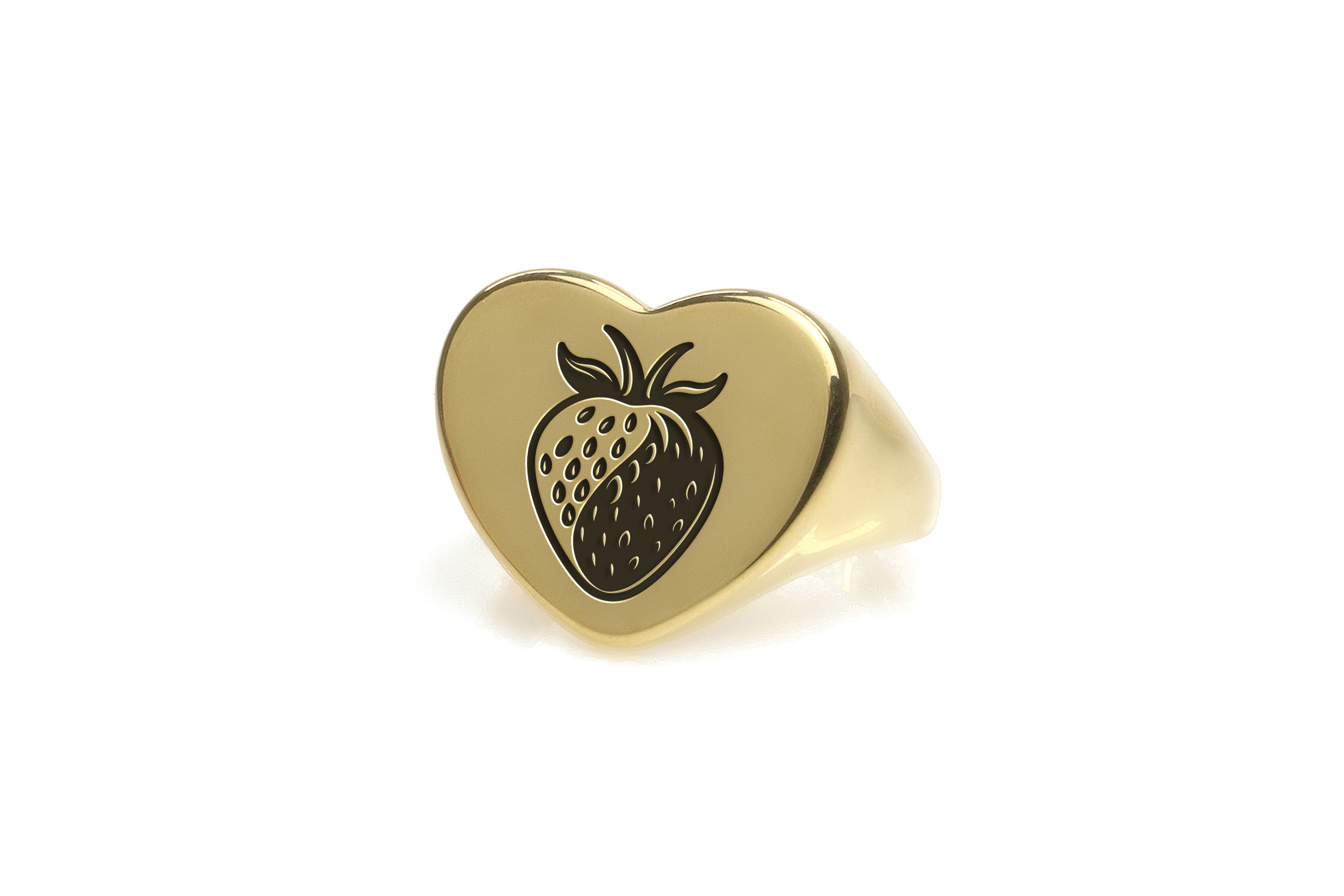 14k Gold Strawberry Signet Ring