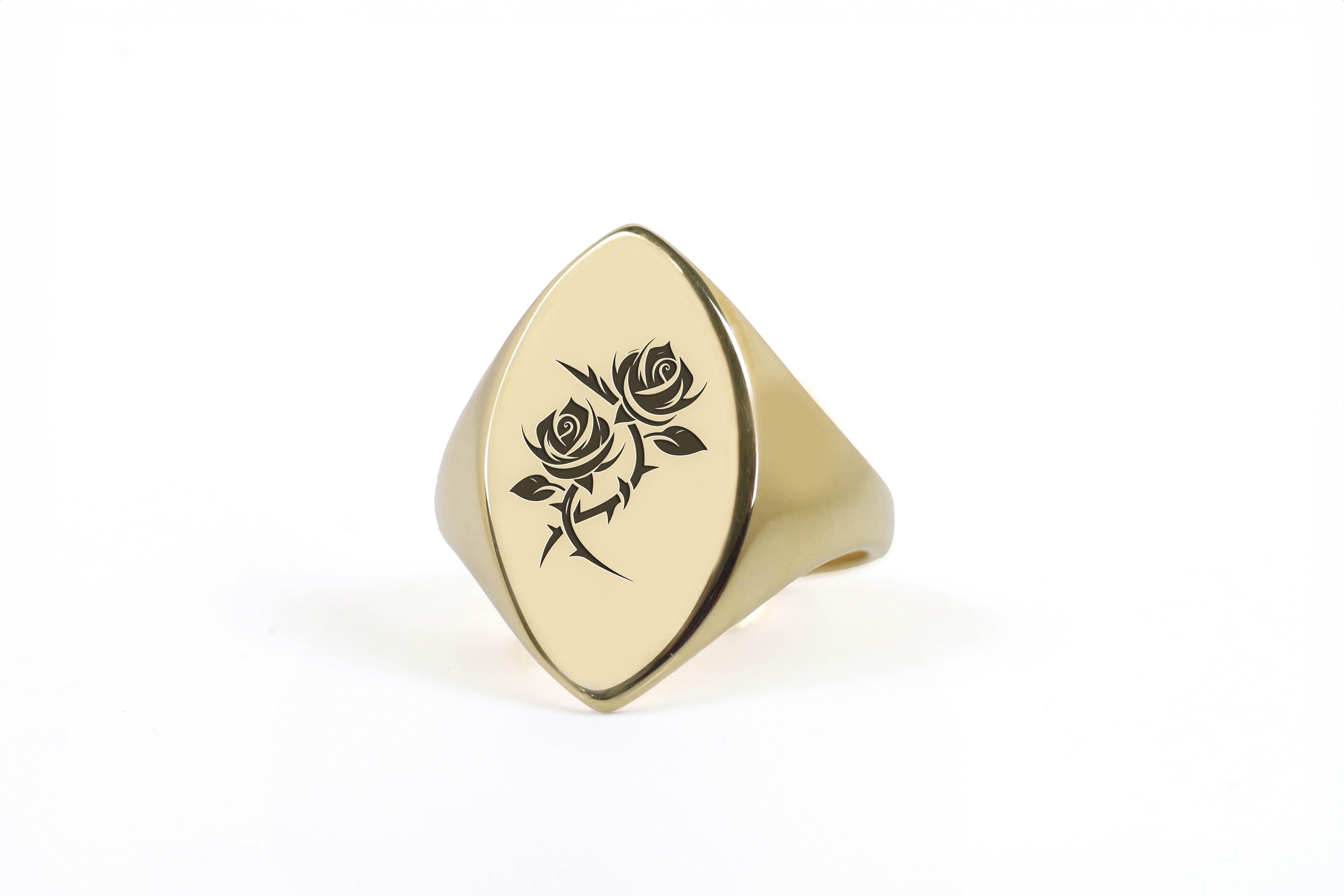 Gothic Rose Engraved Ring