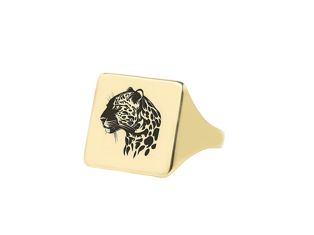 Gold Jaguar Signet Ring
