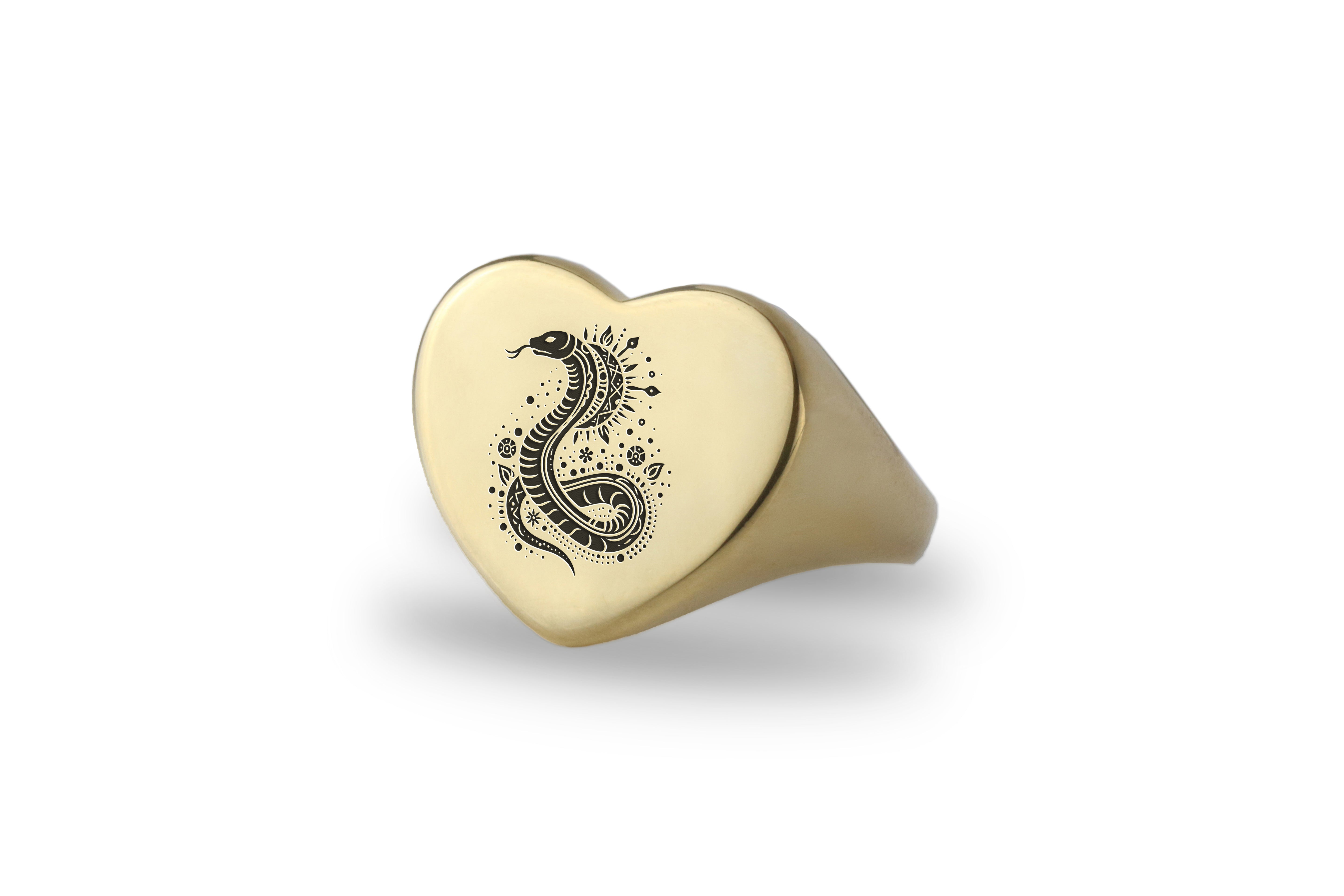 14k Gold Snake Engraving Ring