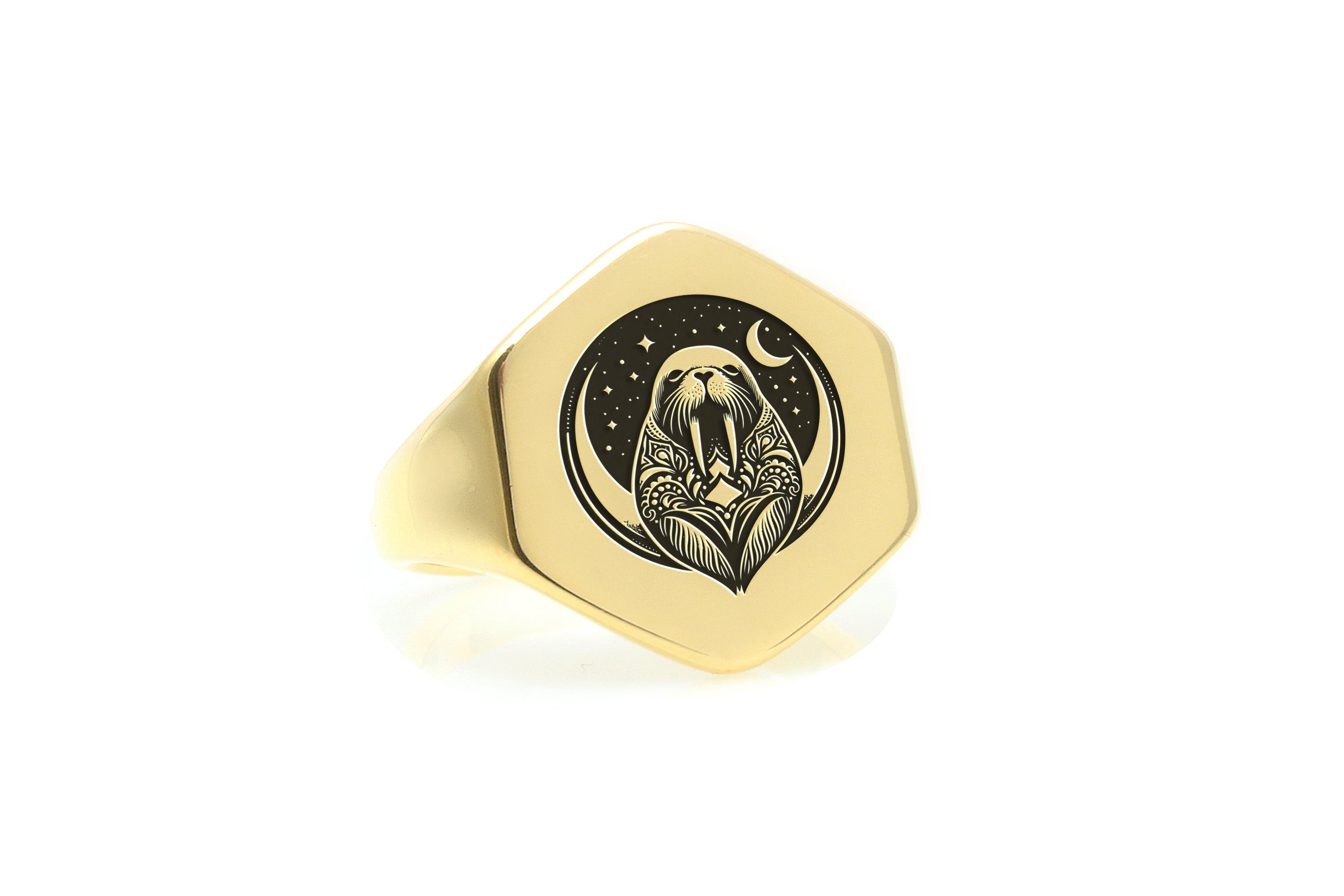 Engraved Seal Gold Ring