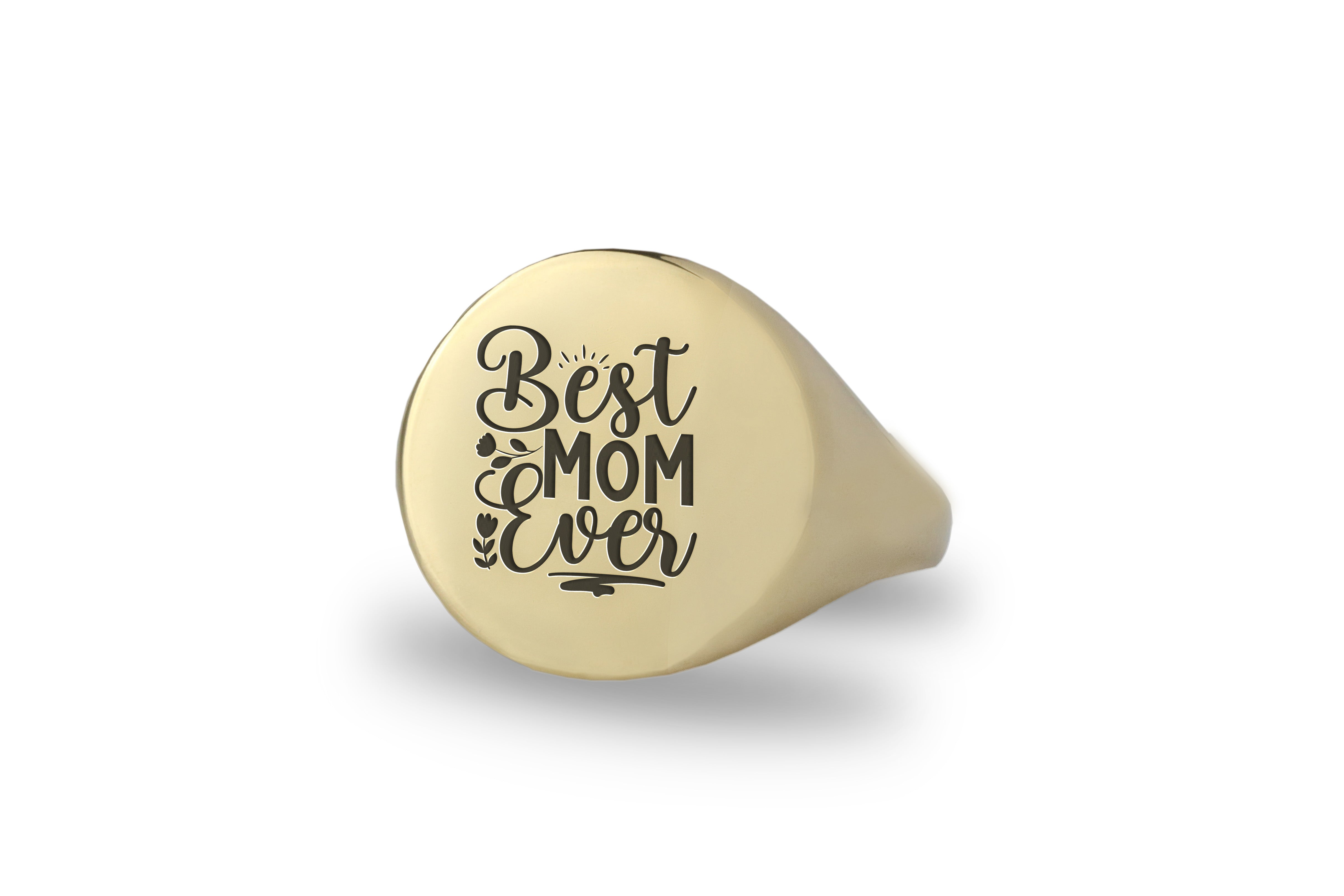 14k Gold Best Mom Ever Signet Ring