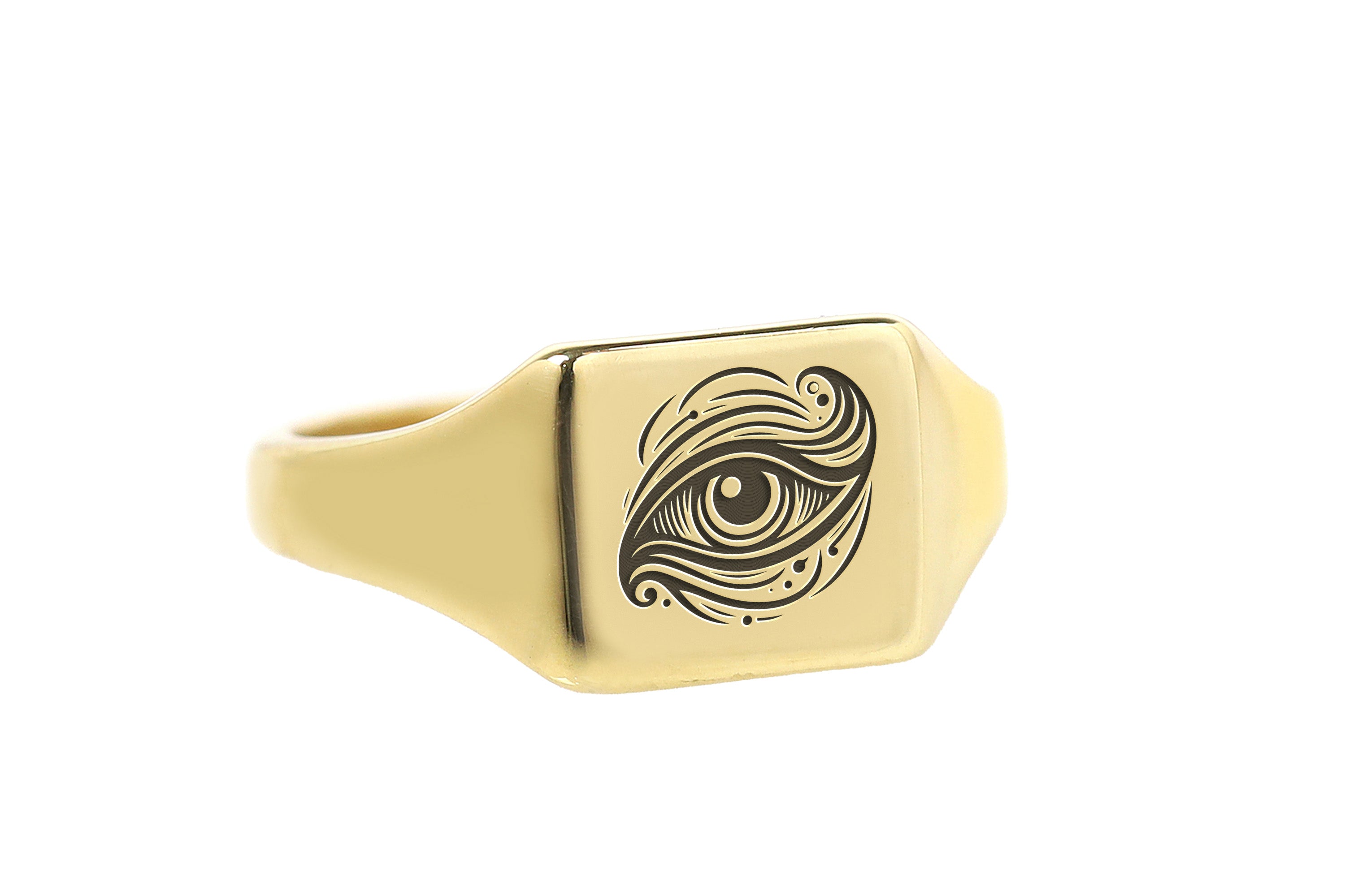 Engraved Evil Eye Signet Ring