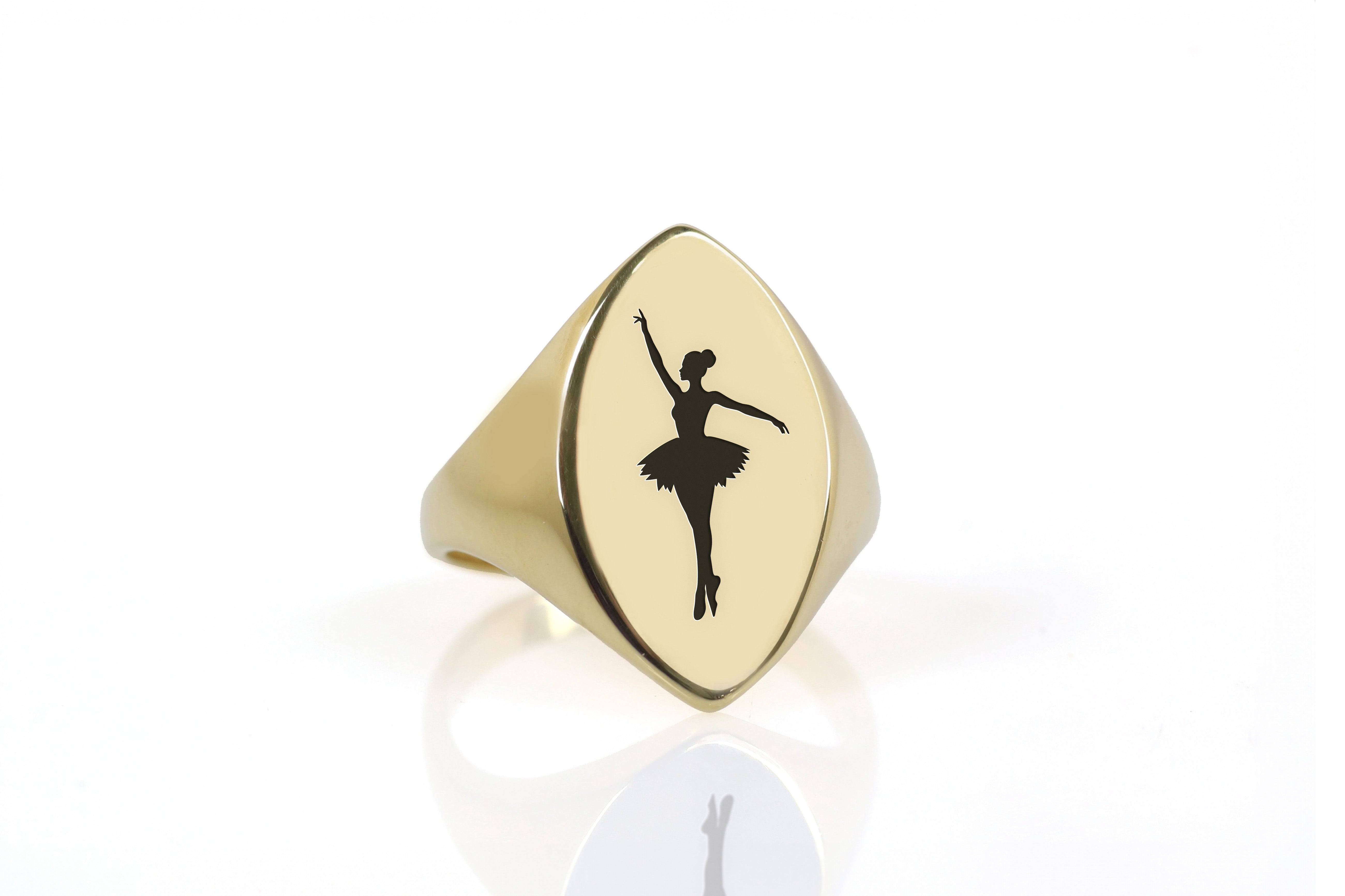 14k Gold Ballet Signet Ring