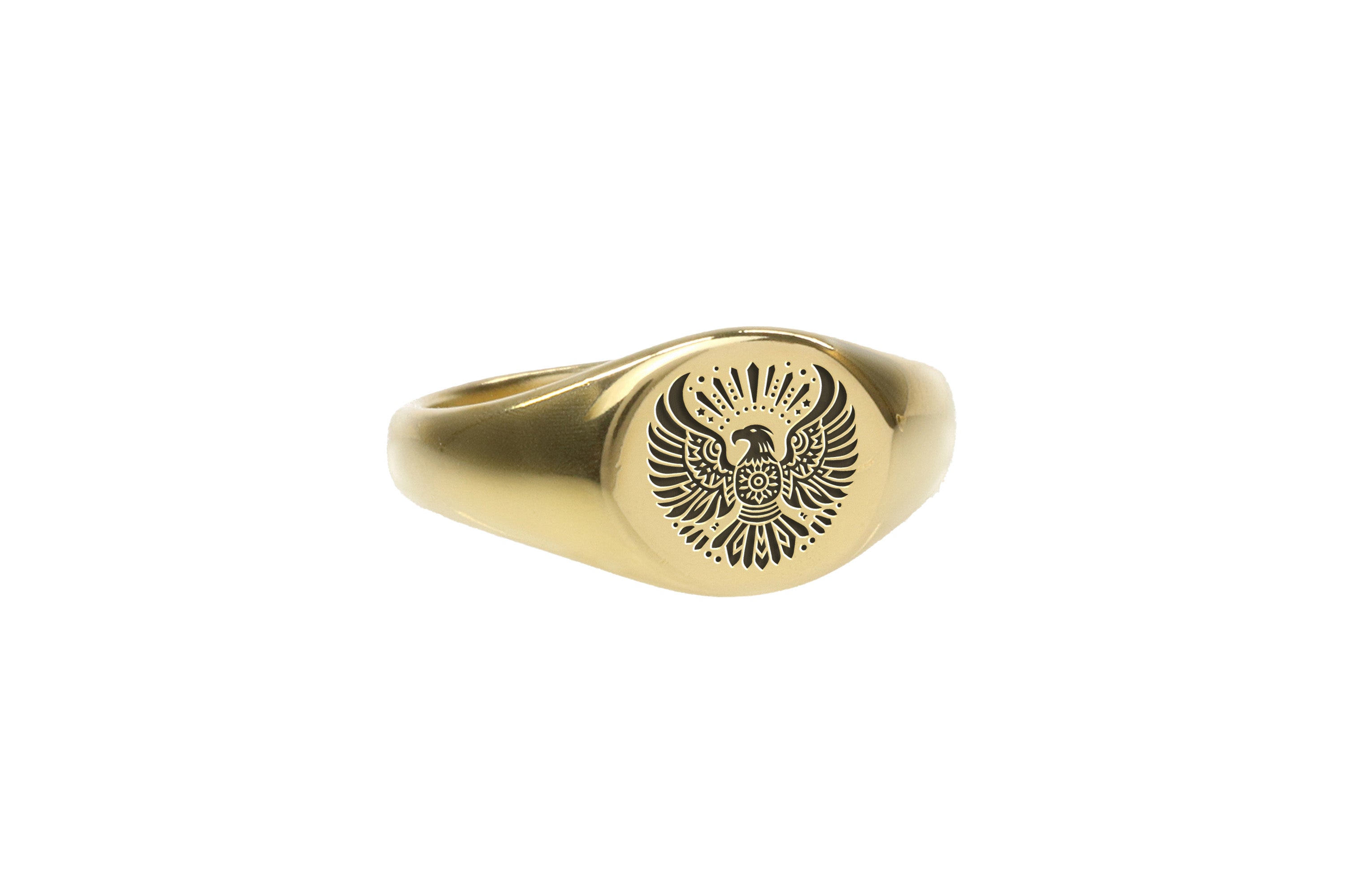 14k Gold Tribal Eagle Signet Ring