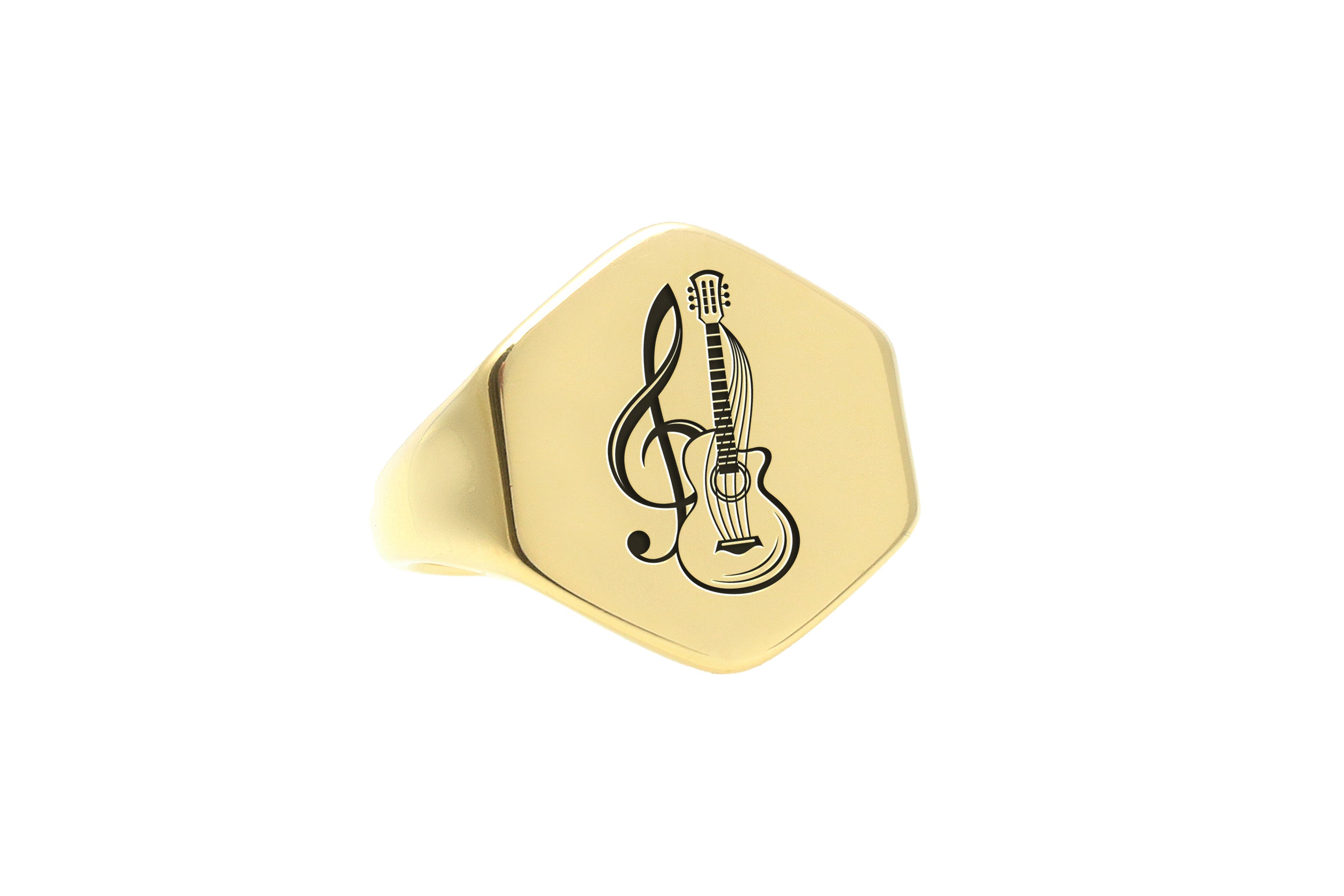 14k Gold Guitar Signet Ring