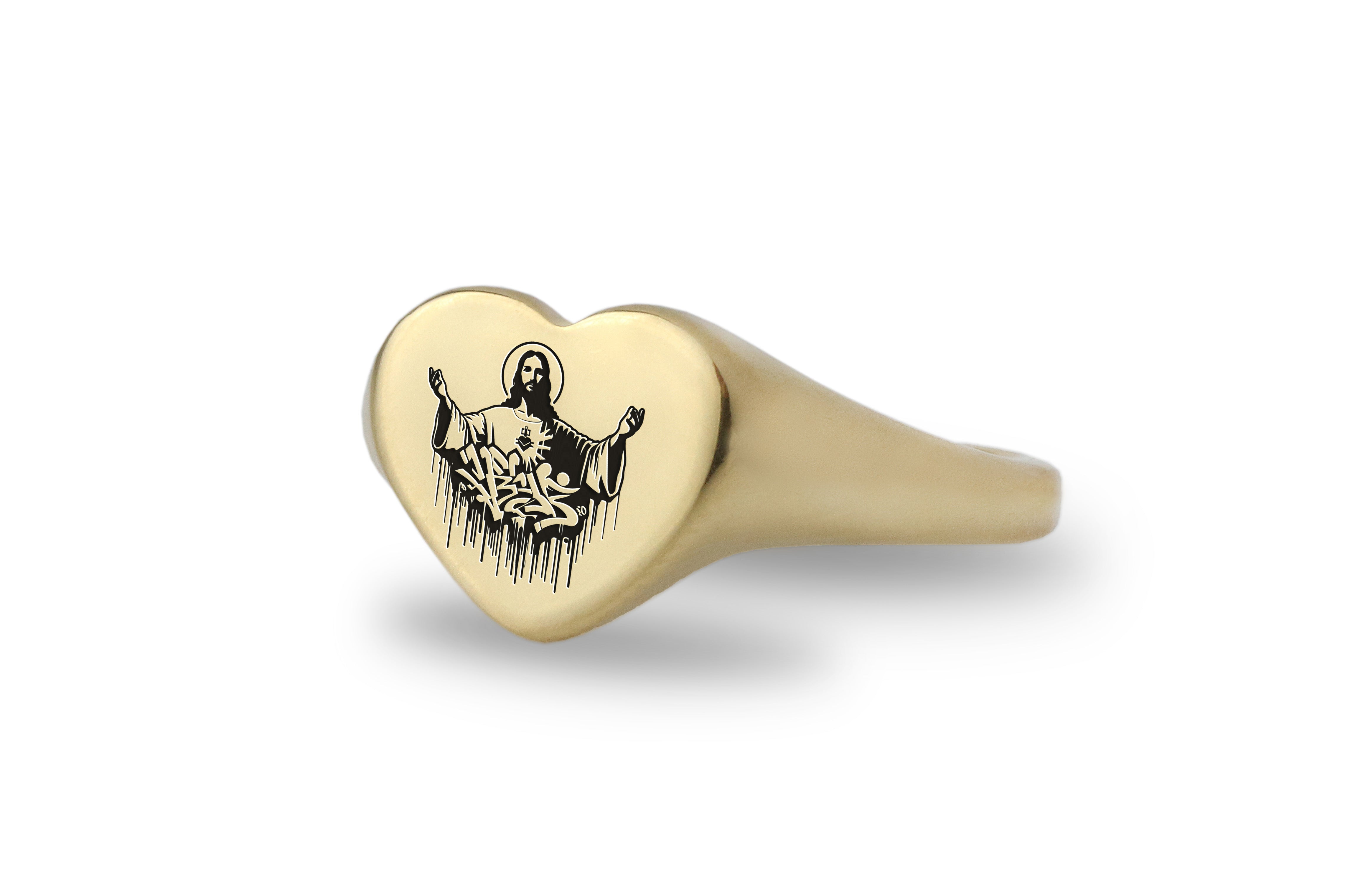 Engraved Jesus Signet Ring