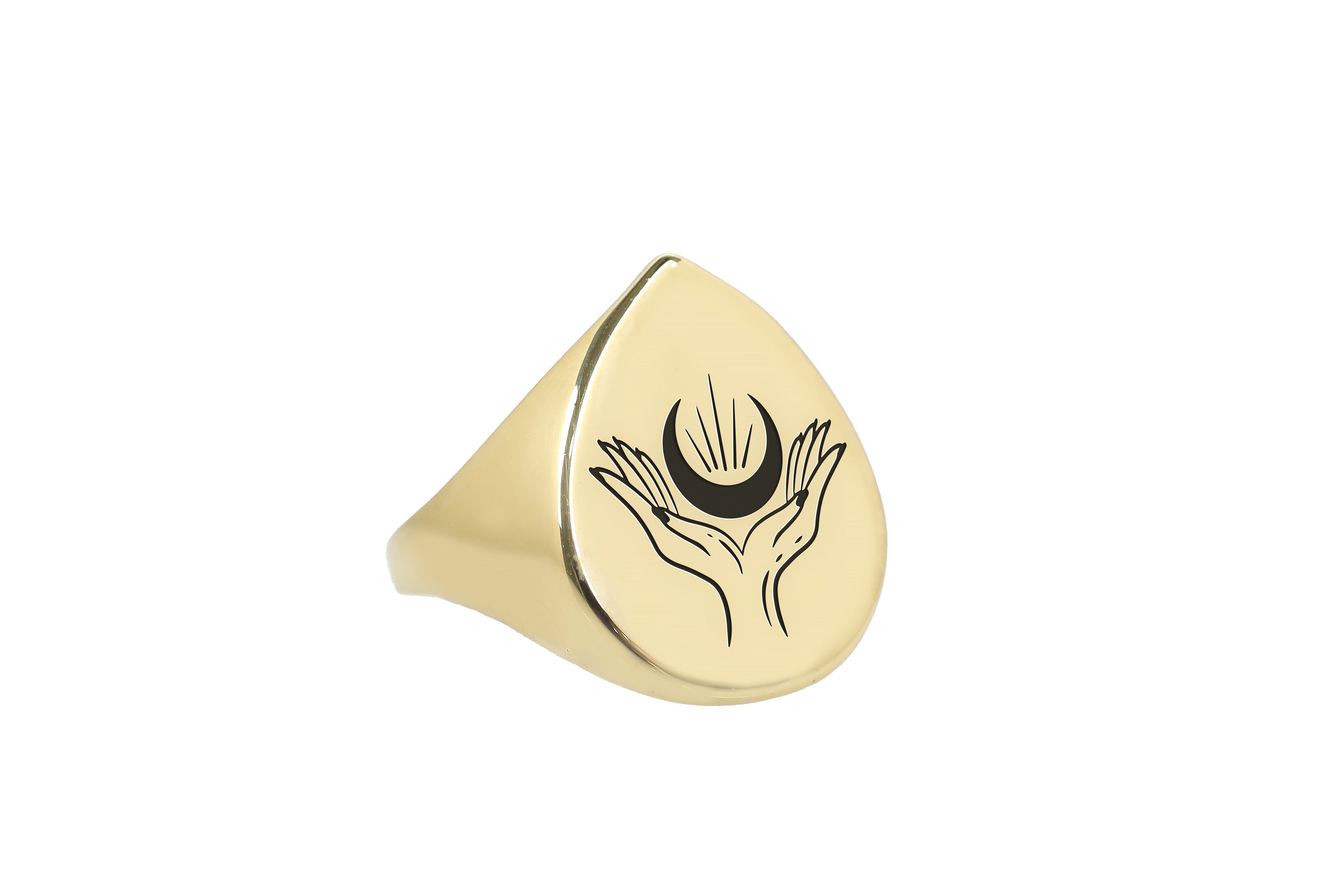 Gothic Moon Engraved Ring